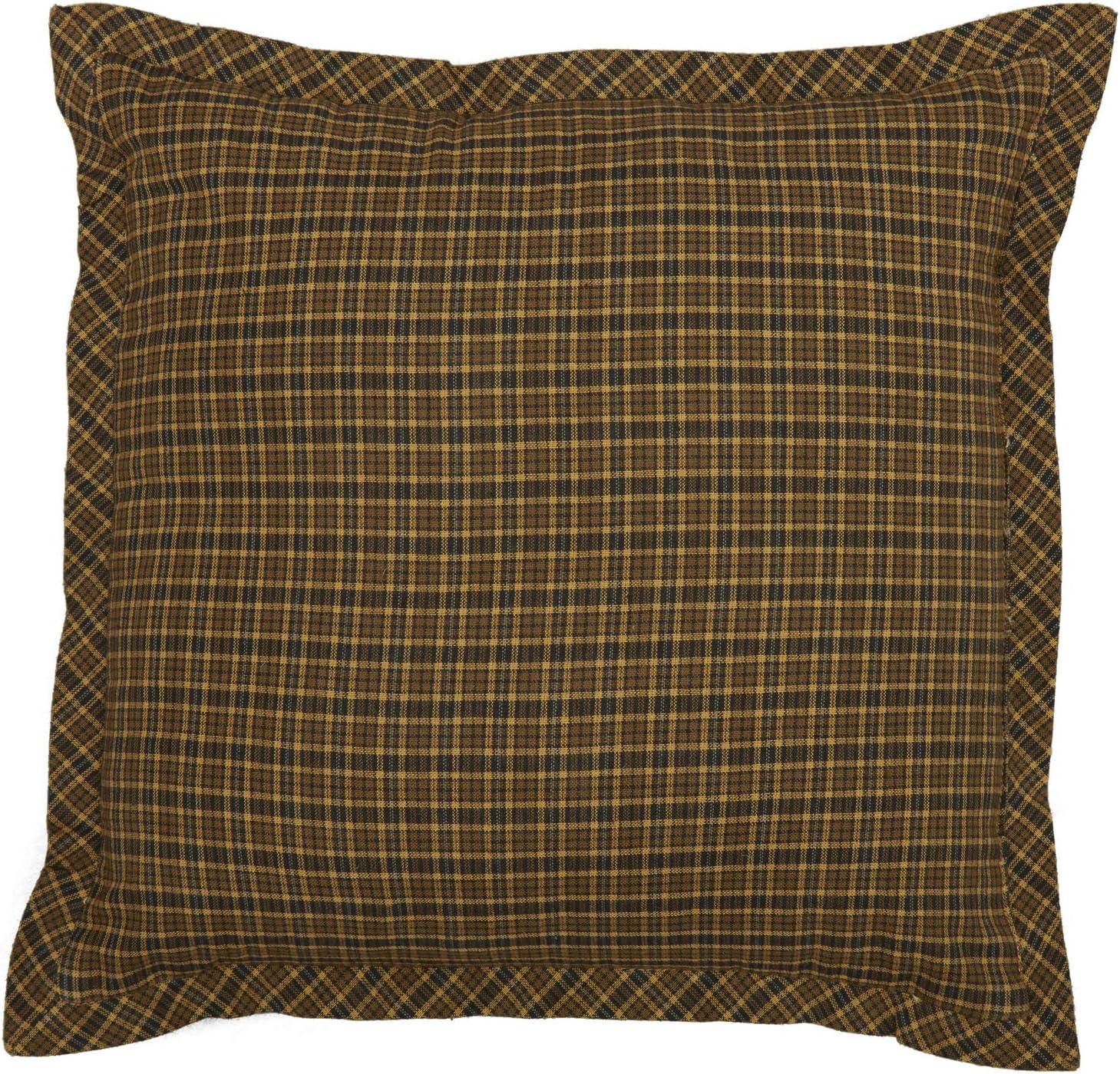 VHC Brands Tea Cabin Rustic 12"x12" Patchwork Pillow Green Thanksgiving Cotton Square Bedroom Decor