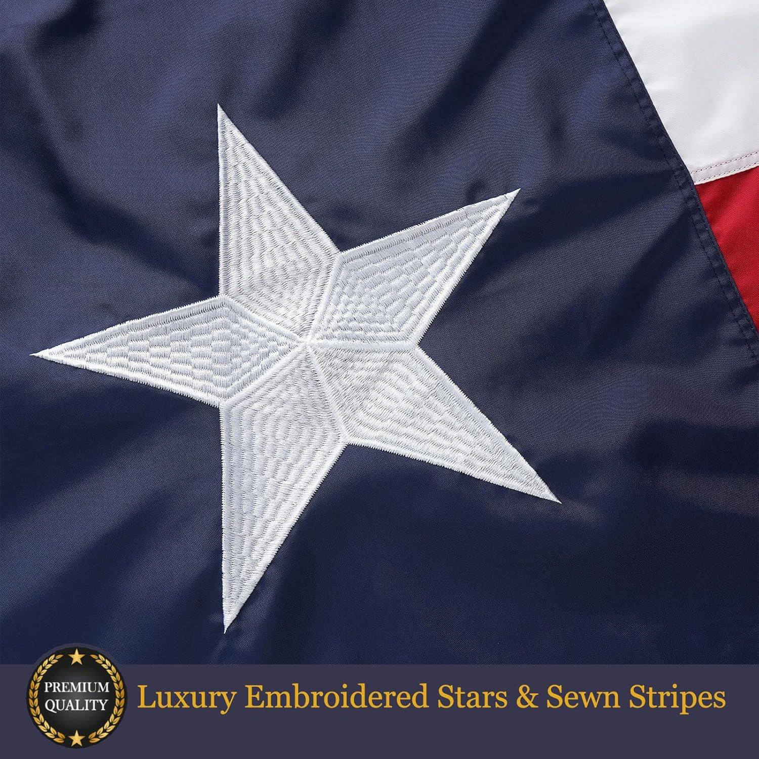 Texas State Flag 4x6 Heavy Duty Nylon with Embroidered Star