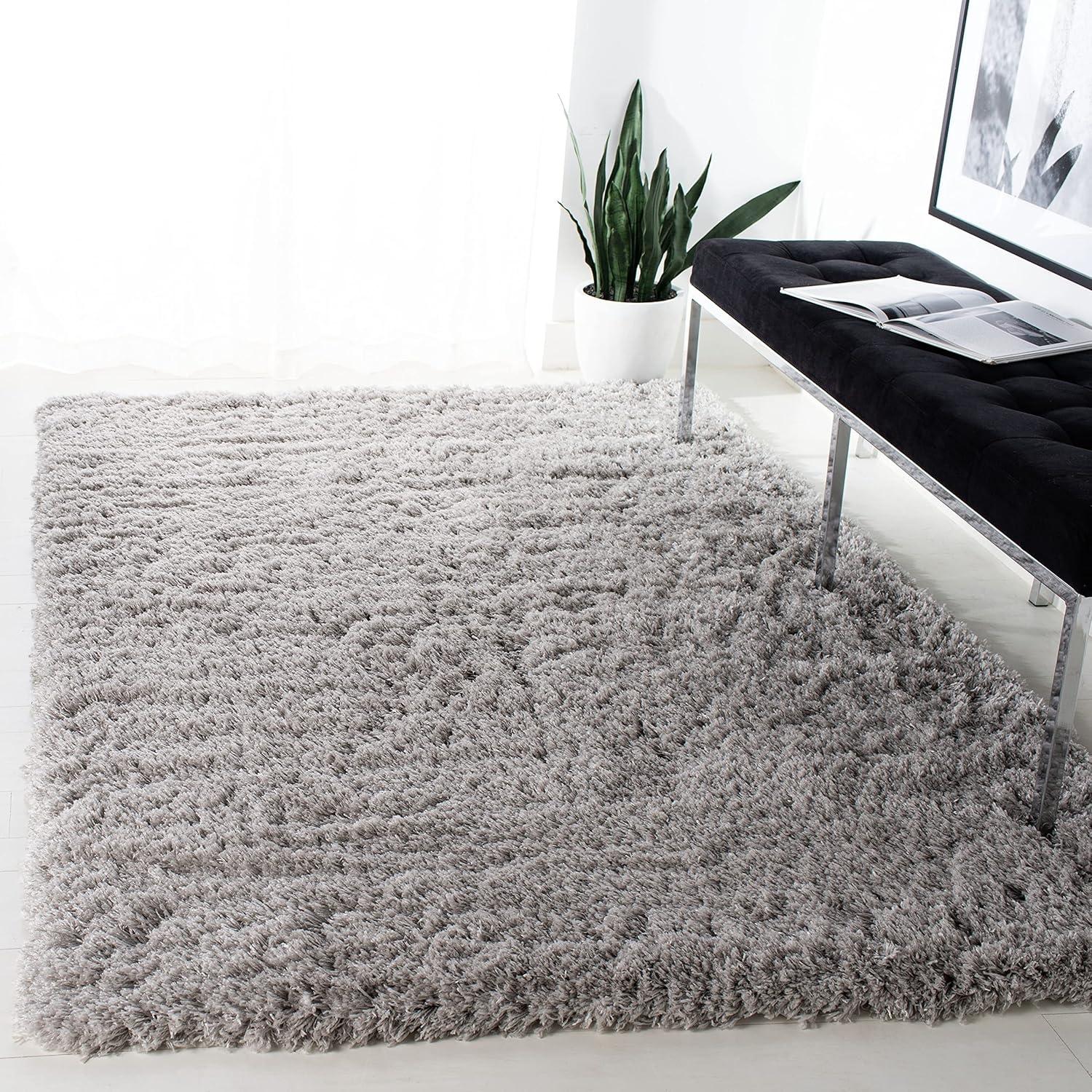 Polar Shag Light Pink 4 ft. x 4 ft. Round Solid Area Rug