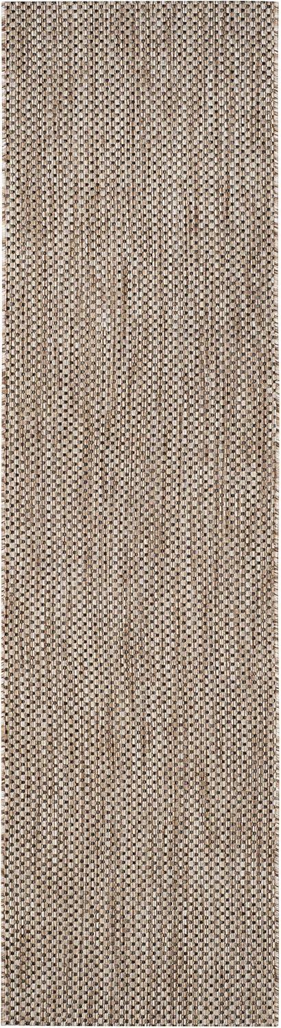 Natural and Black 27" Non-Slip Synthetic Runner Rug