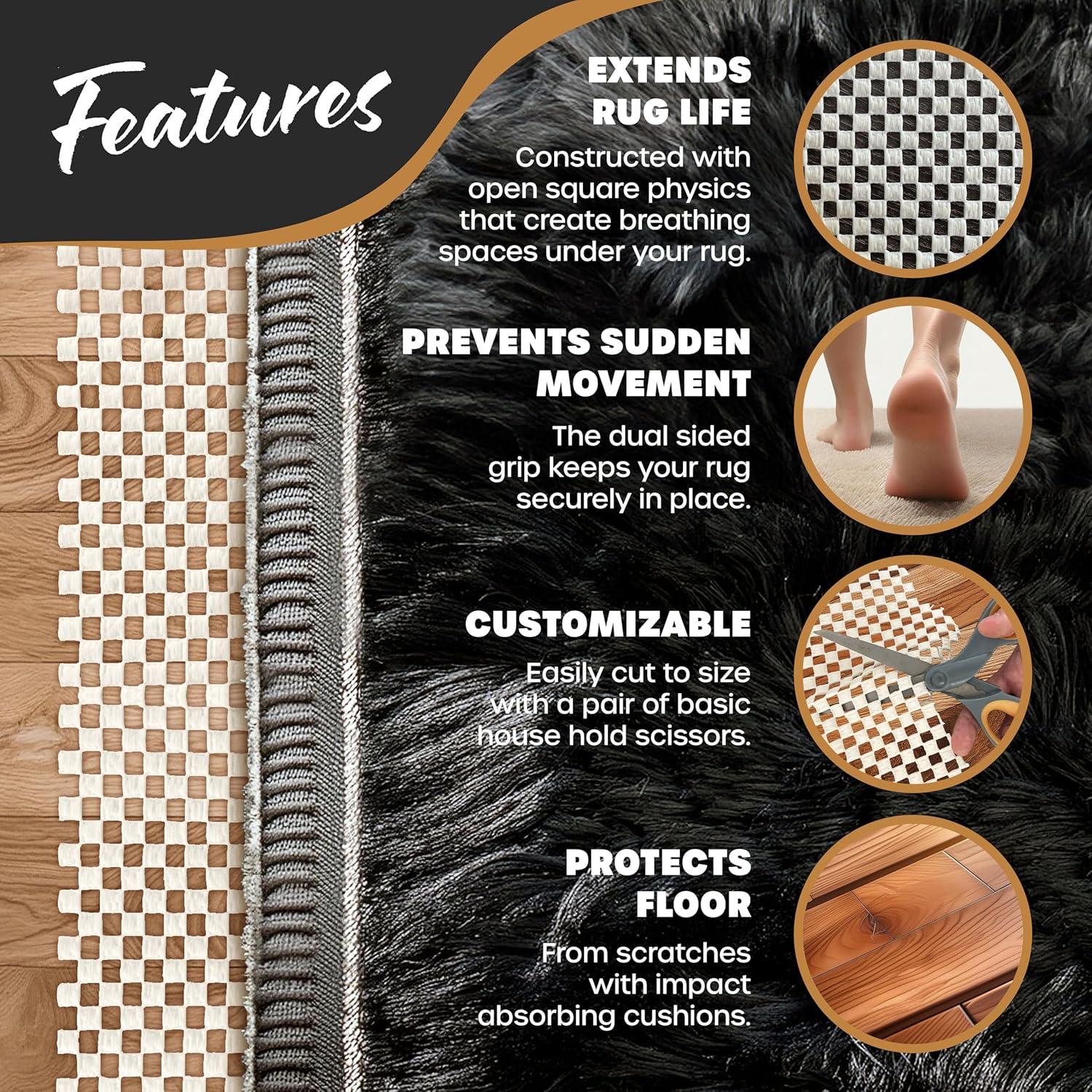 Nevlers 2 ft. x 3 ft. White Anti Slip Rug Pad for Hard Surface Flooring