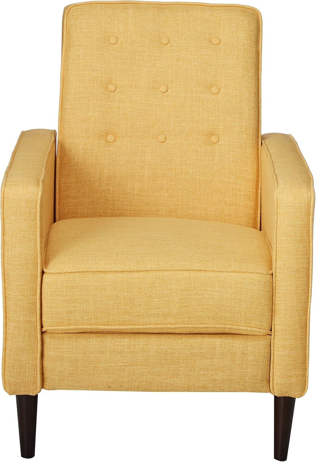Mervynn Mid-Century Recliner - Muted Yellow - Christopher Knight Home: Beech Wood Legs, Tufted Back