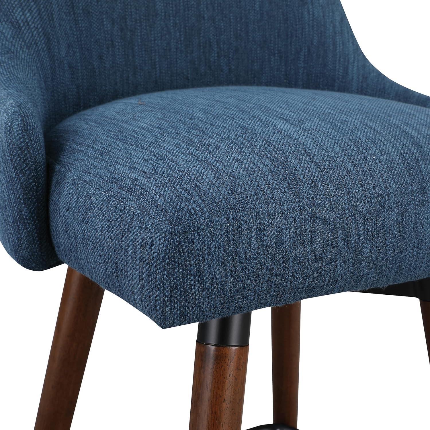 Bagford 26" Swivel Counter Stool with Medium Espresso Legs in Navy Fabric