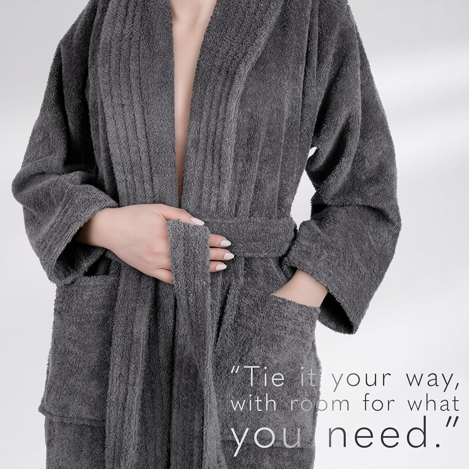 Eider & Ivory™ 100% Cotton Turkish Bathrobes, Soft Absorbent Lightweight Women Robes