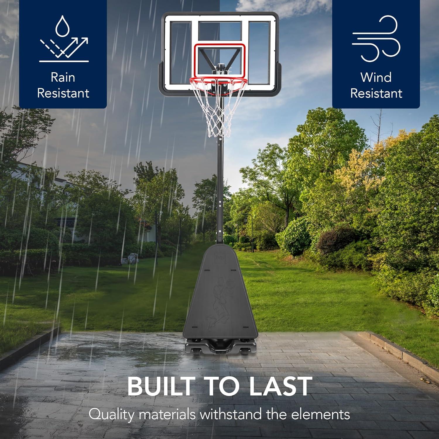 Best Choice Products Adjustable 4.4-10ft Basketball Hoop, Portable Goal w/Shatterproof Backboard, Ball Return - White