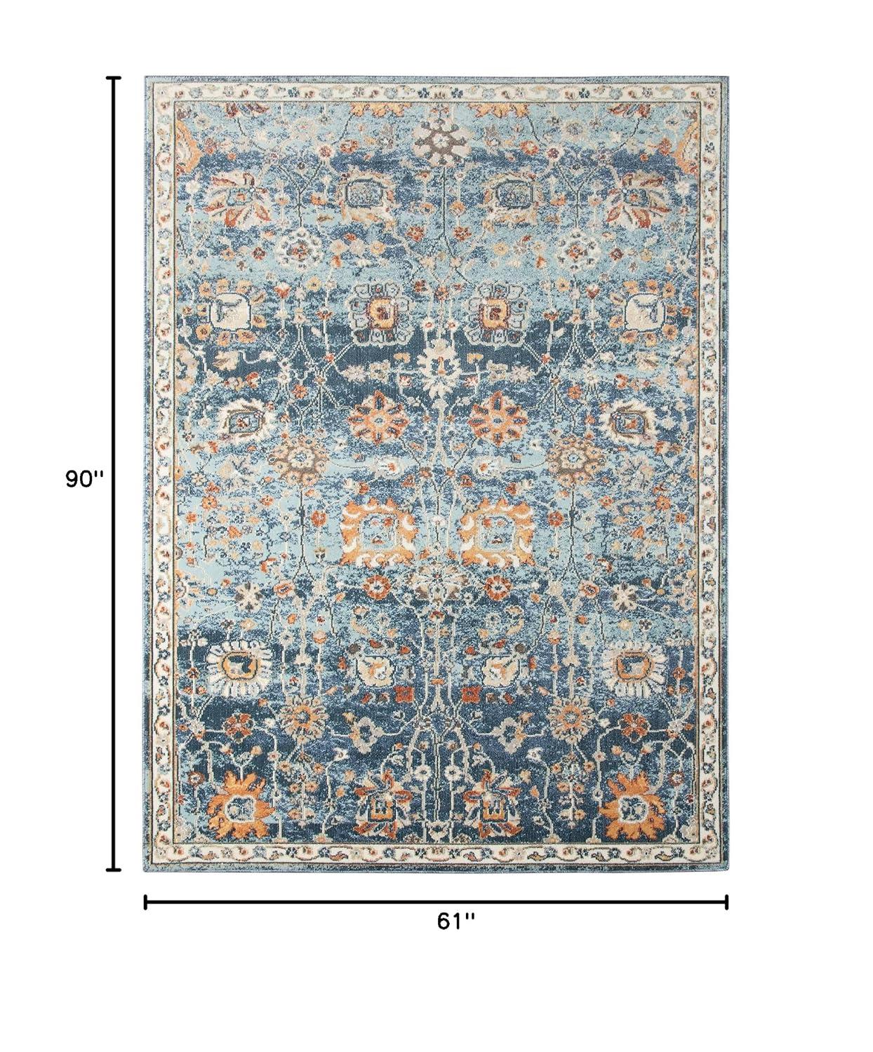 AMER Rugs Bohemian Hialeah Collection, Indoor/Outdoor 5x7 Area Rug, Rugs for Living Room, Bedroom, Dining Room, Kitchen - Navy Blue