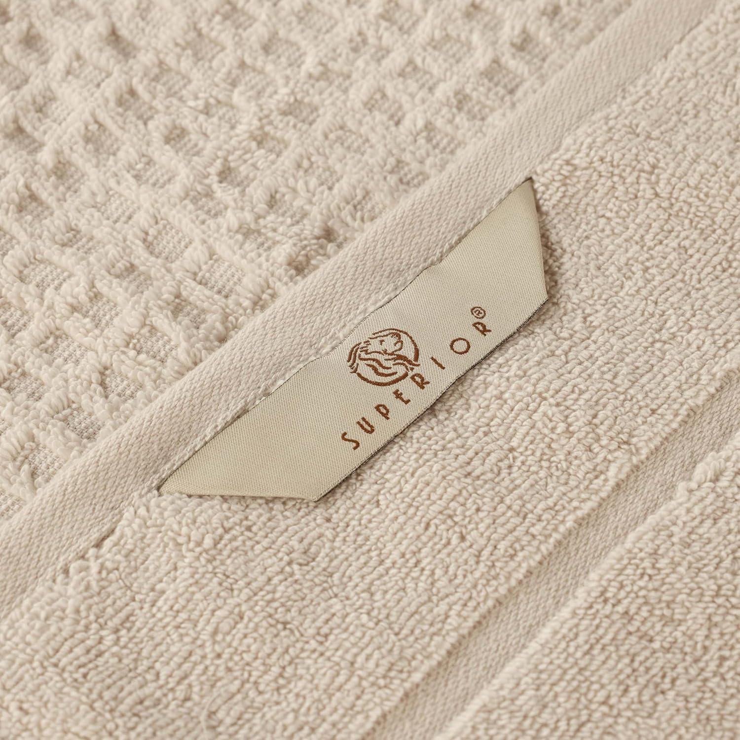 Ivory Cotton 6-Piece Towel Set with Waffle Border