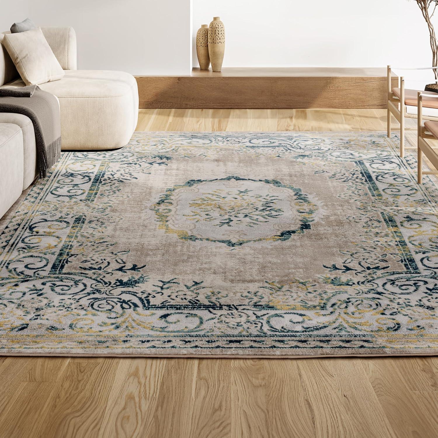 JONATHAN Y Rosalia Cottage Medallion Navy/Ivory 3 ft. x 5 ft. Area Rug