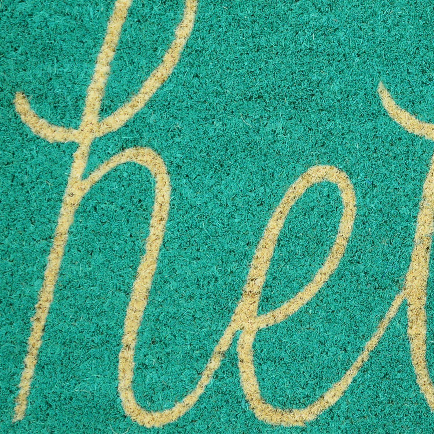 DII Hello Coir Fiber Doormat Non-Slip Durable Outdoor/Indoor, Pet Friendly, 17x29", Storm Blue