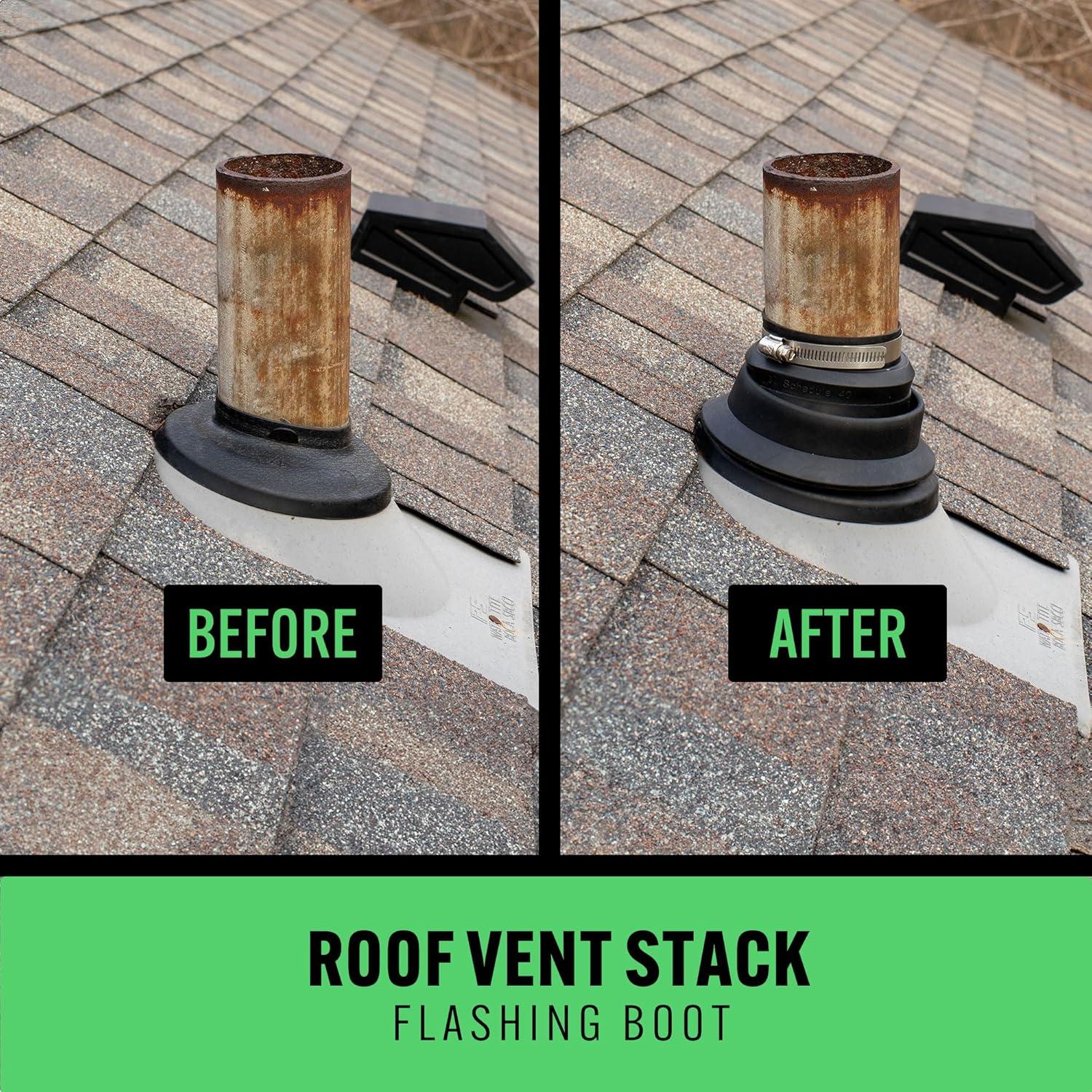 Bennington Roof Collar Repair Boot 2 Pack with Sealant Vent Flashing - Fits 1.5"-2" Pipe, Made in The USA