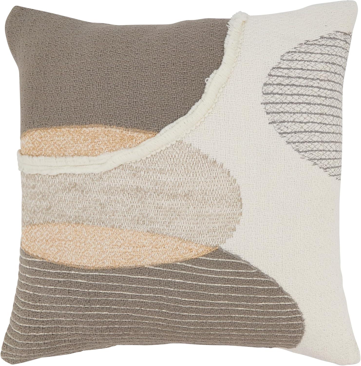 18" Multicolor Cotton Geometric Throw Pillow with Duck Feather Fill