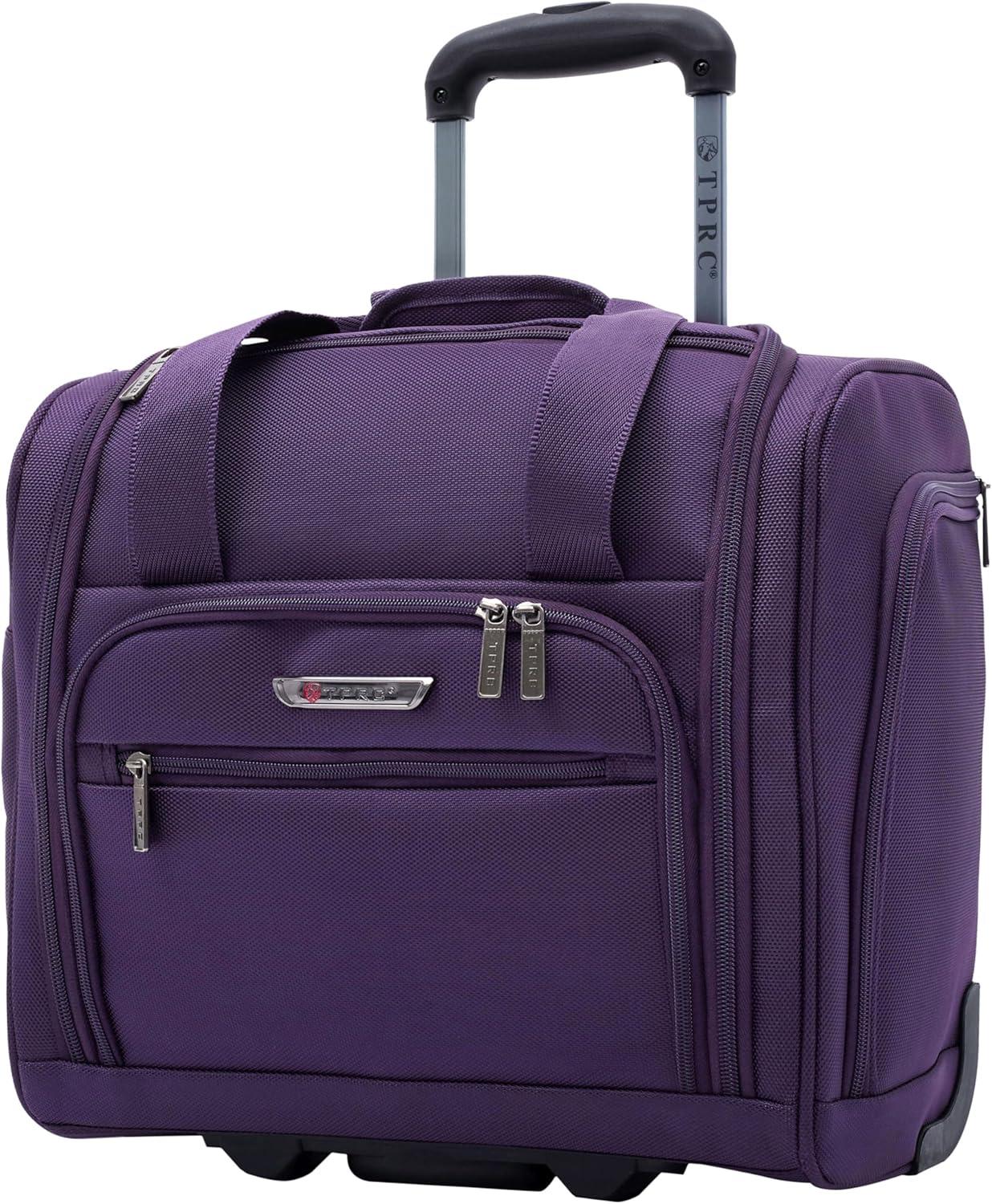 TPRC 15" Under Seater Carry-on Luggage with Wheels and USB Port - Purple