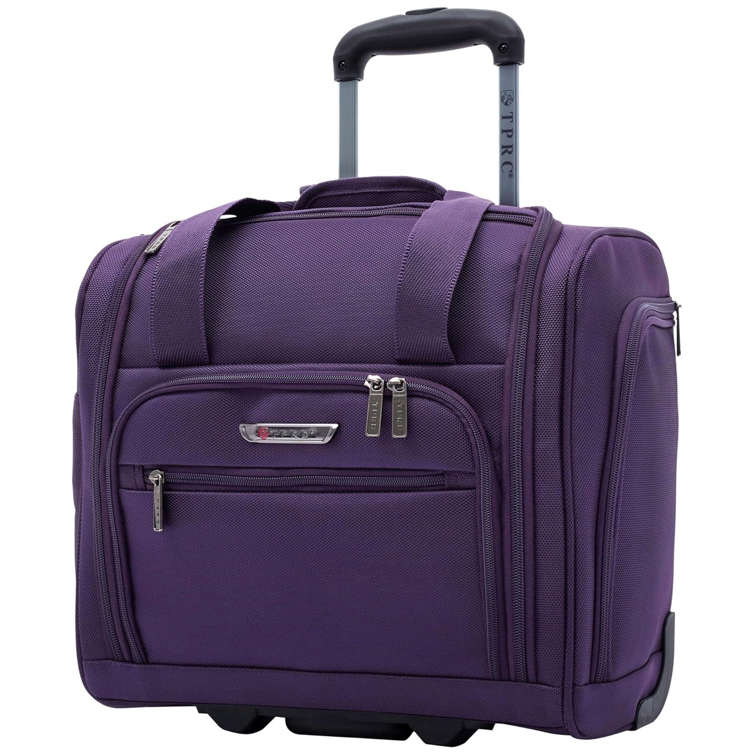 TPRC 15" Under Seater Carry-on Luggage with Wheels and USB Port - Purple