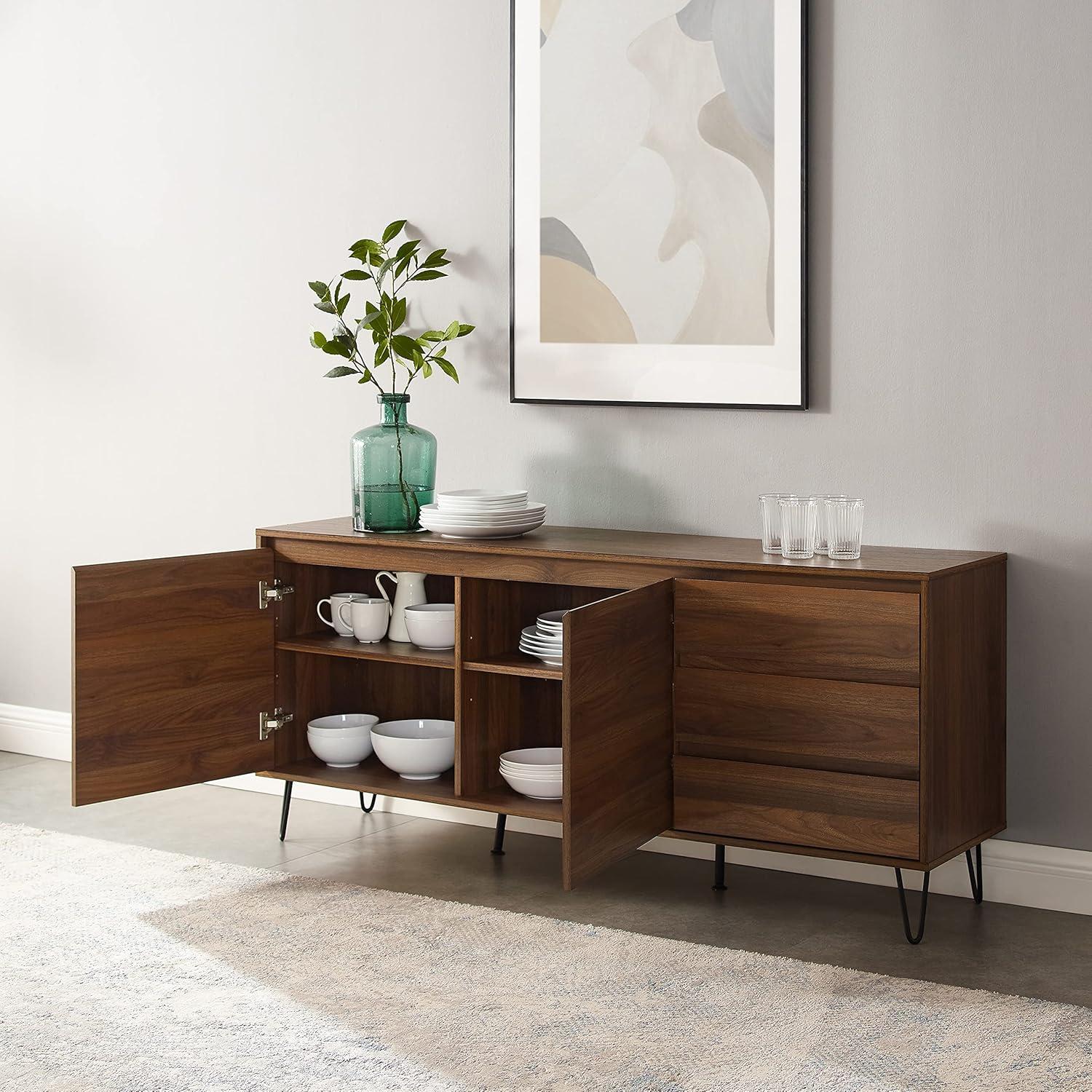 Teagan Brown Oak Mid Century Record Storage Sideboard Cabinet