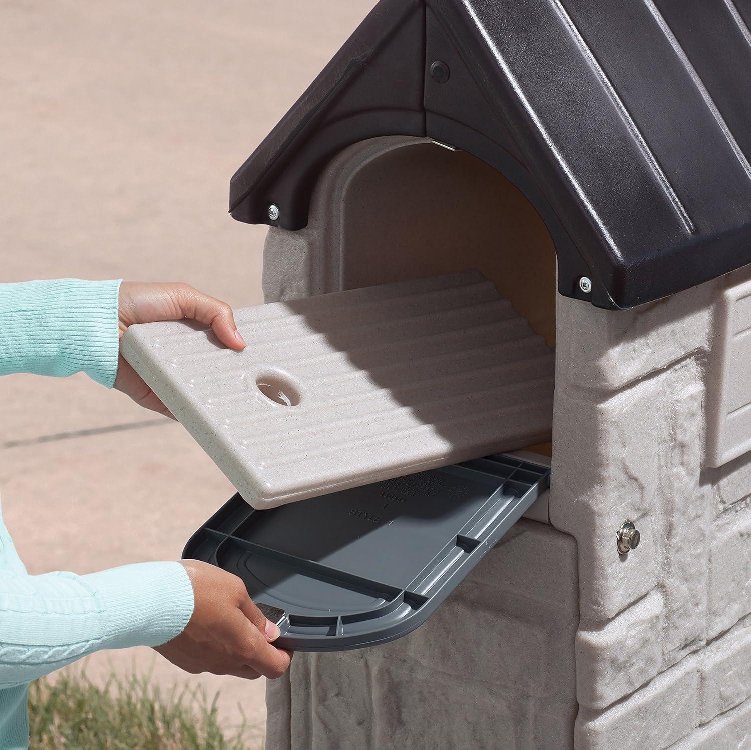 Stone Gray Lockable Plastic Column Mailbox with Post Mount