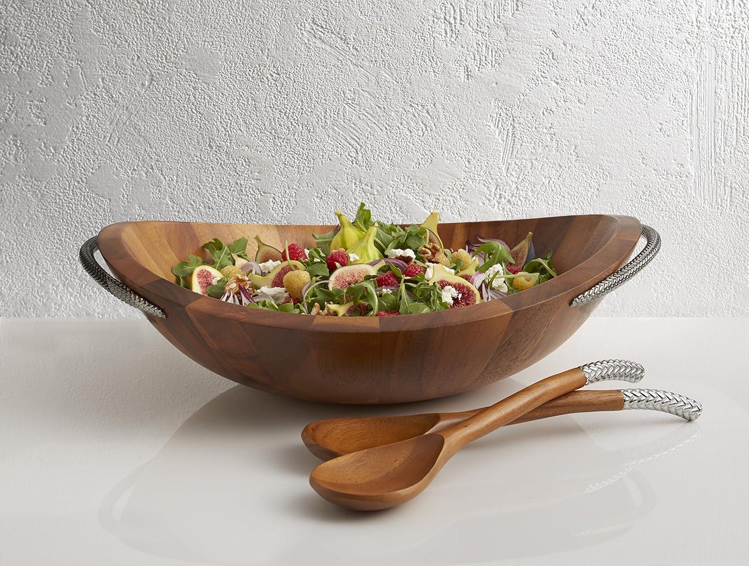 Nambe Braid Salad Bowl W/ Servers