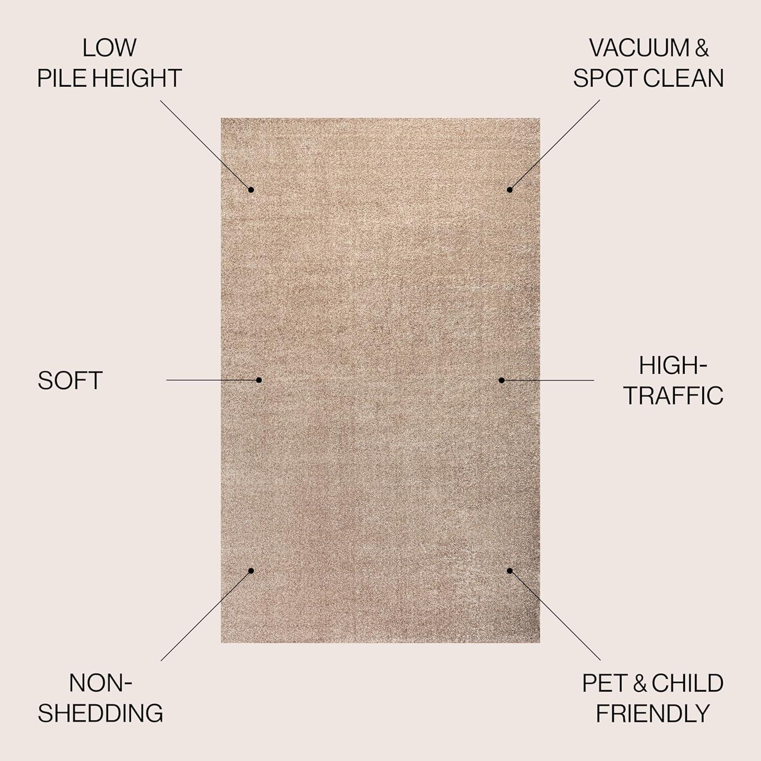 5'x5' Haze Solid Low-Pile, Beige - JONATHAN Y