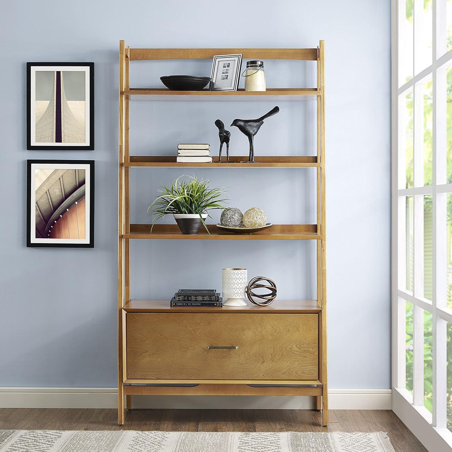 Acorn Wood Ladder Bookcase with Full Extension Drawer