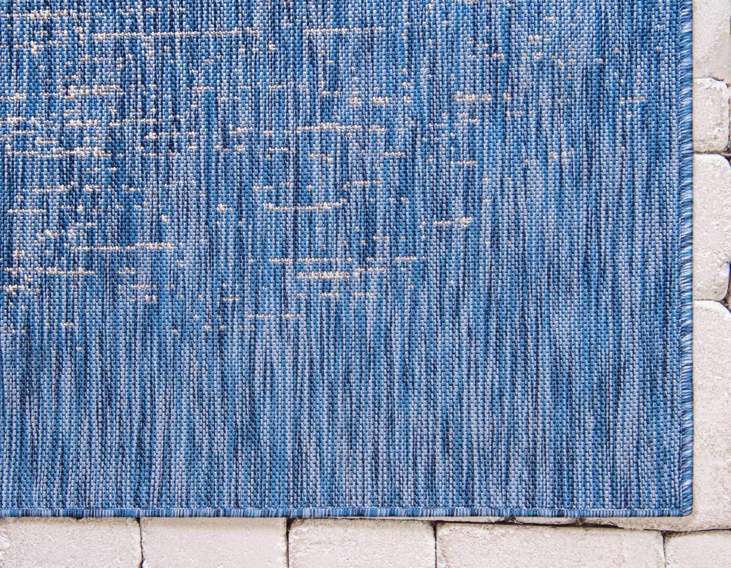 Unique Loom 6' 1 x 9' 0 Rectangle Indoor/Outdoor Modern Blue Area Rug