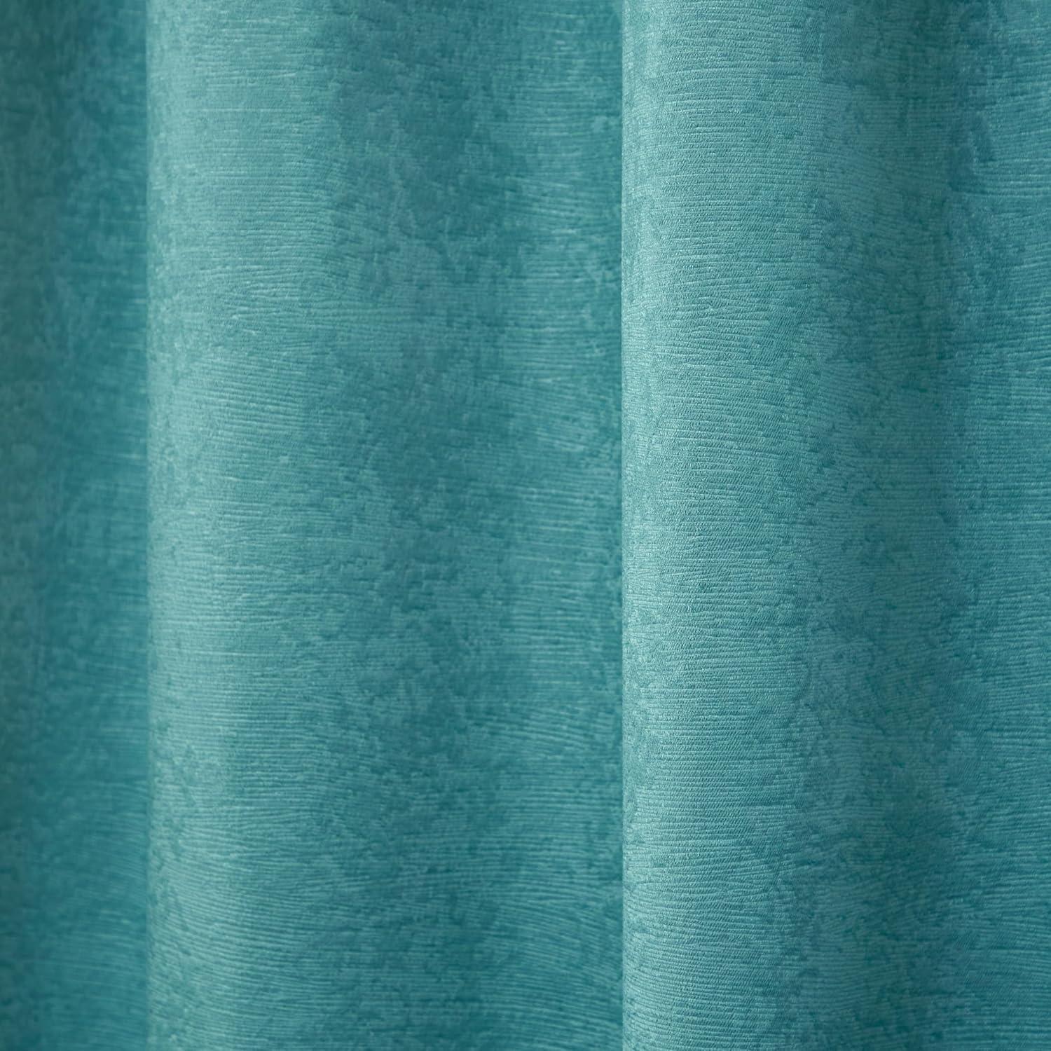Set of 2 63"x52" Oxford Textured Sateen Thermal Room Darkening Grommet Top Window Curtain Panel Teal - Exclusive Home