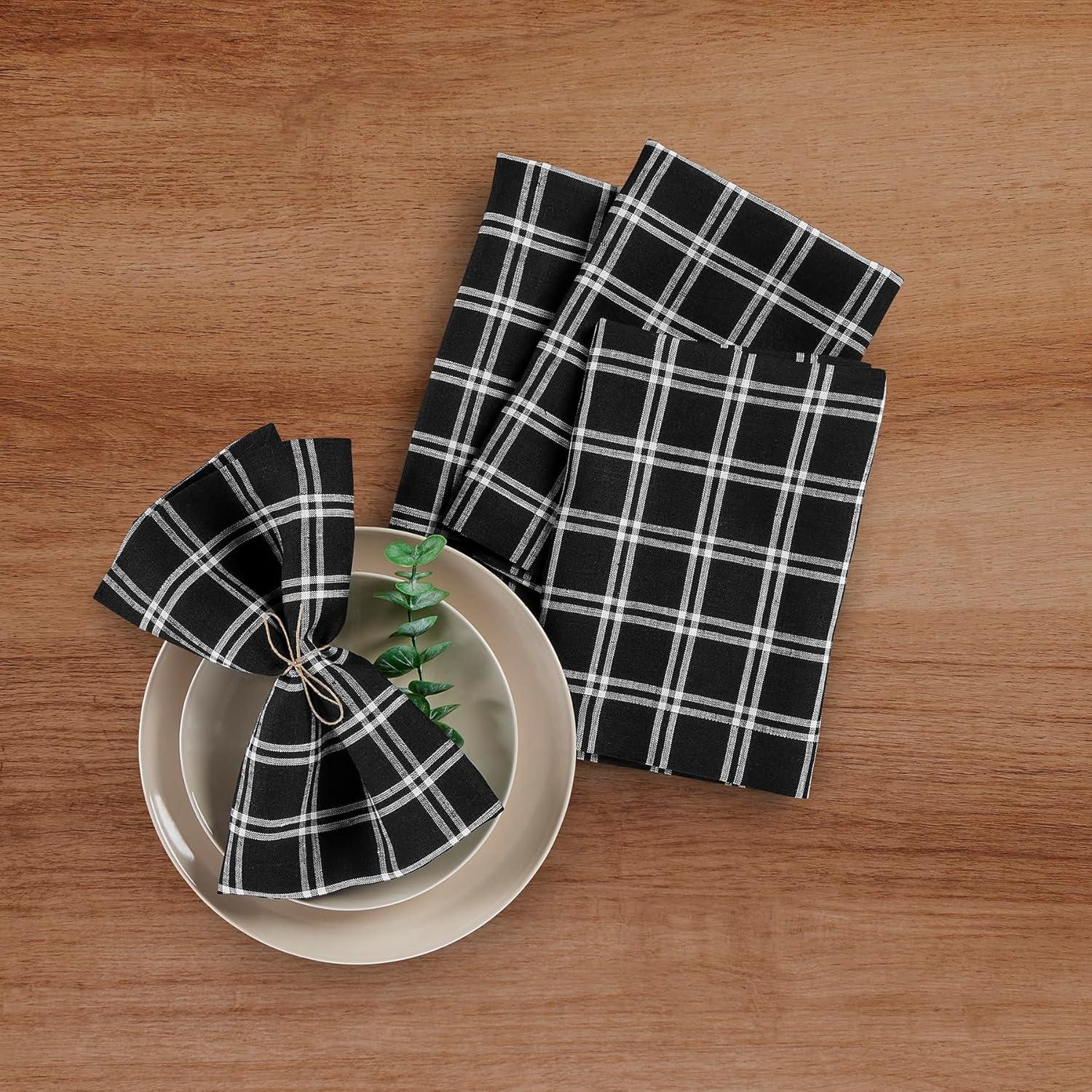 Marseille Plaid - 100% Pure Linen Dinner Napkins (Set of 4)