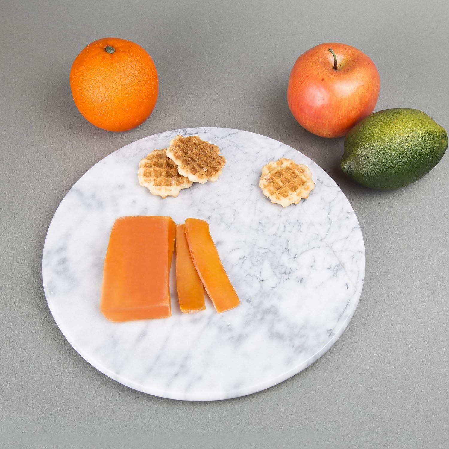 Elegant Off-White Marble Round Serving Board, 12" Diameter