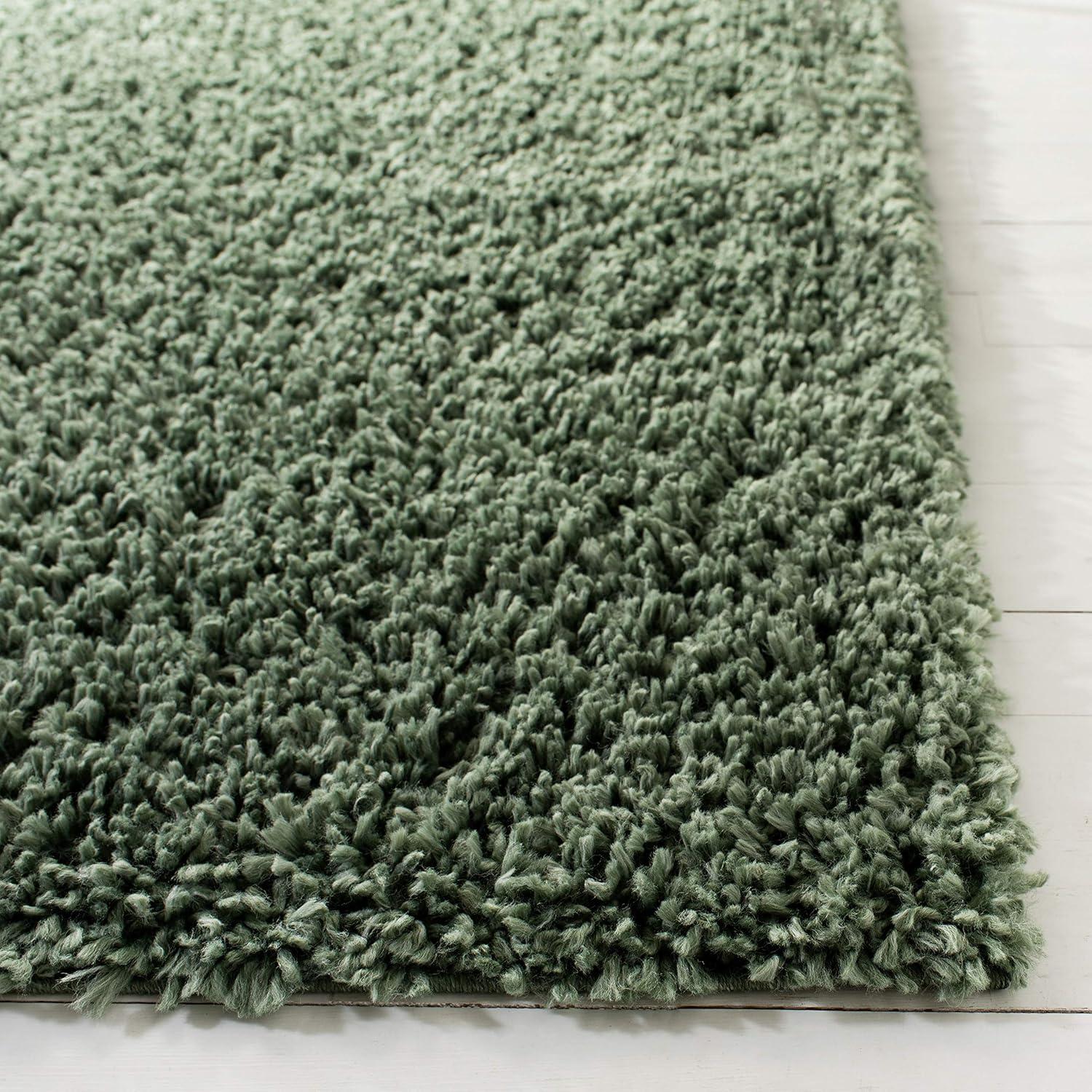 SAFAVIEH August Sophia Solid Plush Shag Area Rug, Green, 9' x 12'