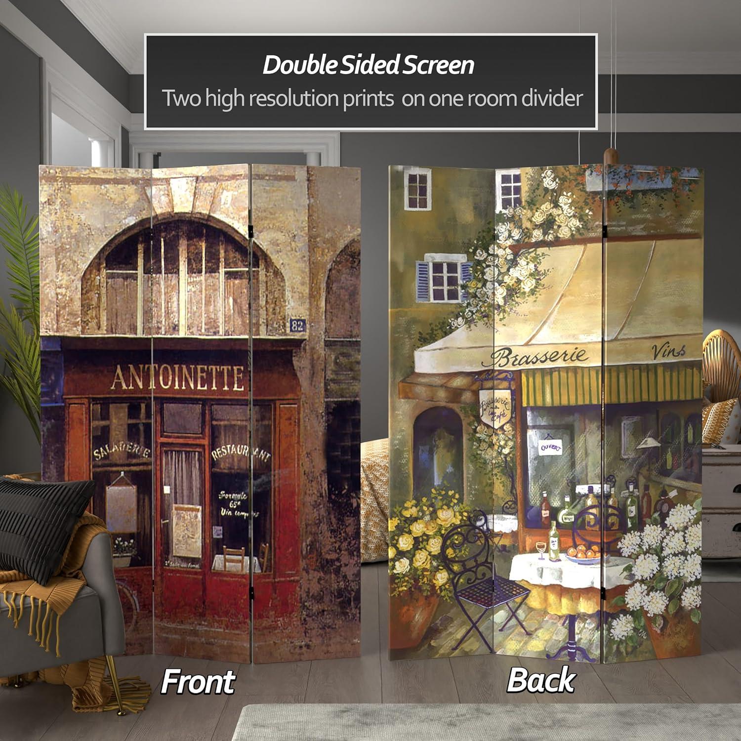 6 ft. Double-Sided Brasserie Canvas Room Divider