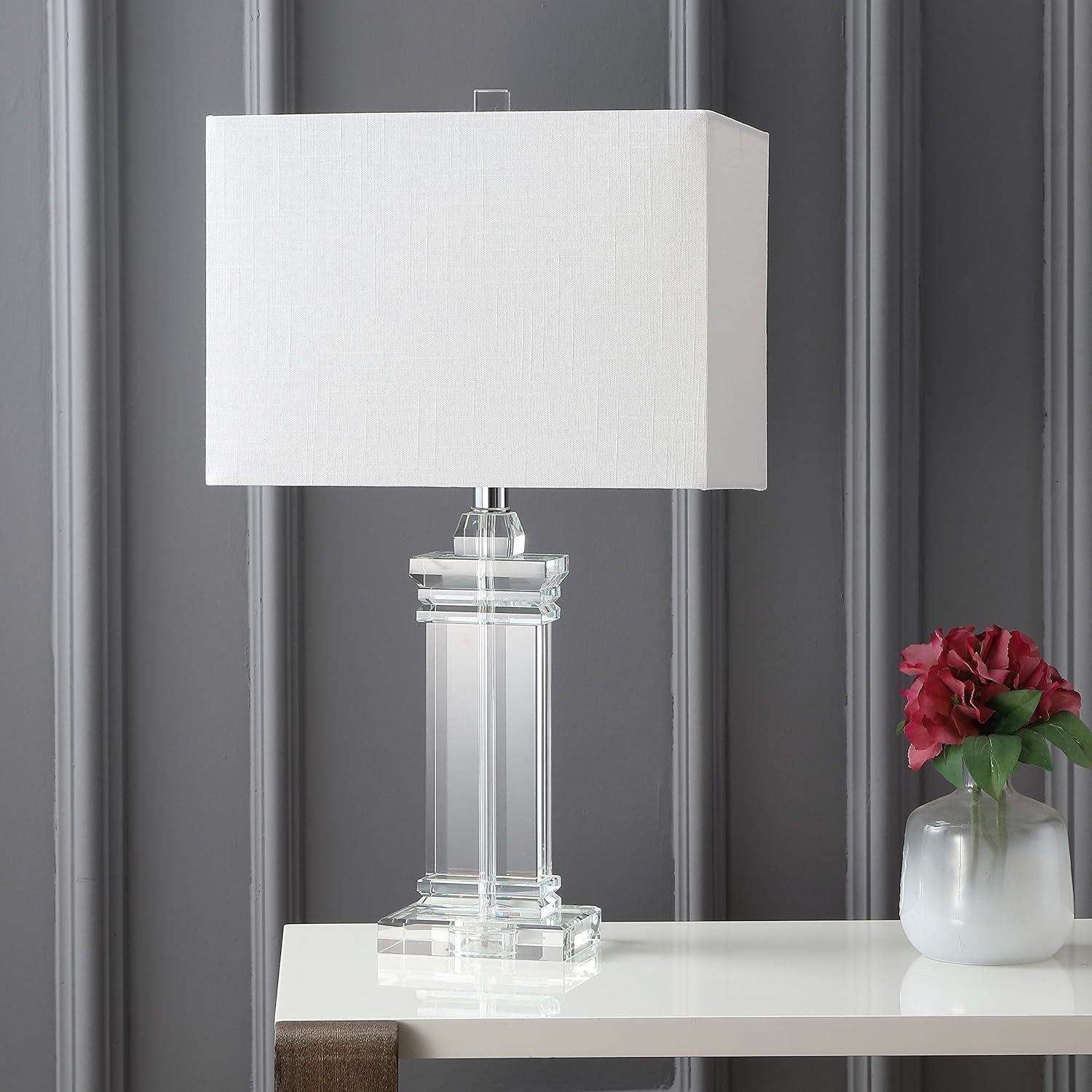 Ophelia 24.5" Crystal Table Lamp with White Cotton Shade