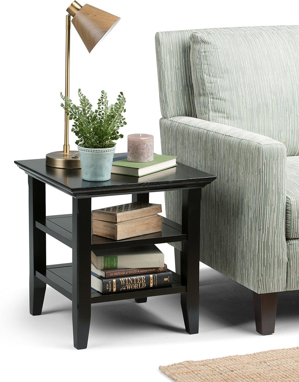 Tobacco Brown Solid Pine Square End Table with Storage