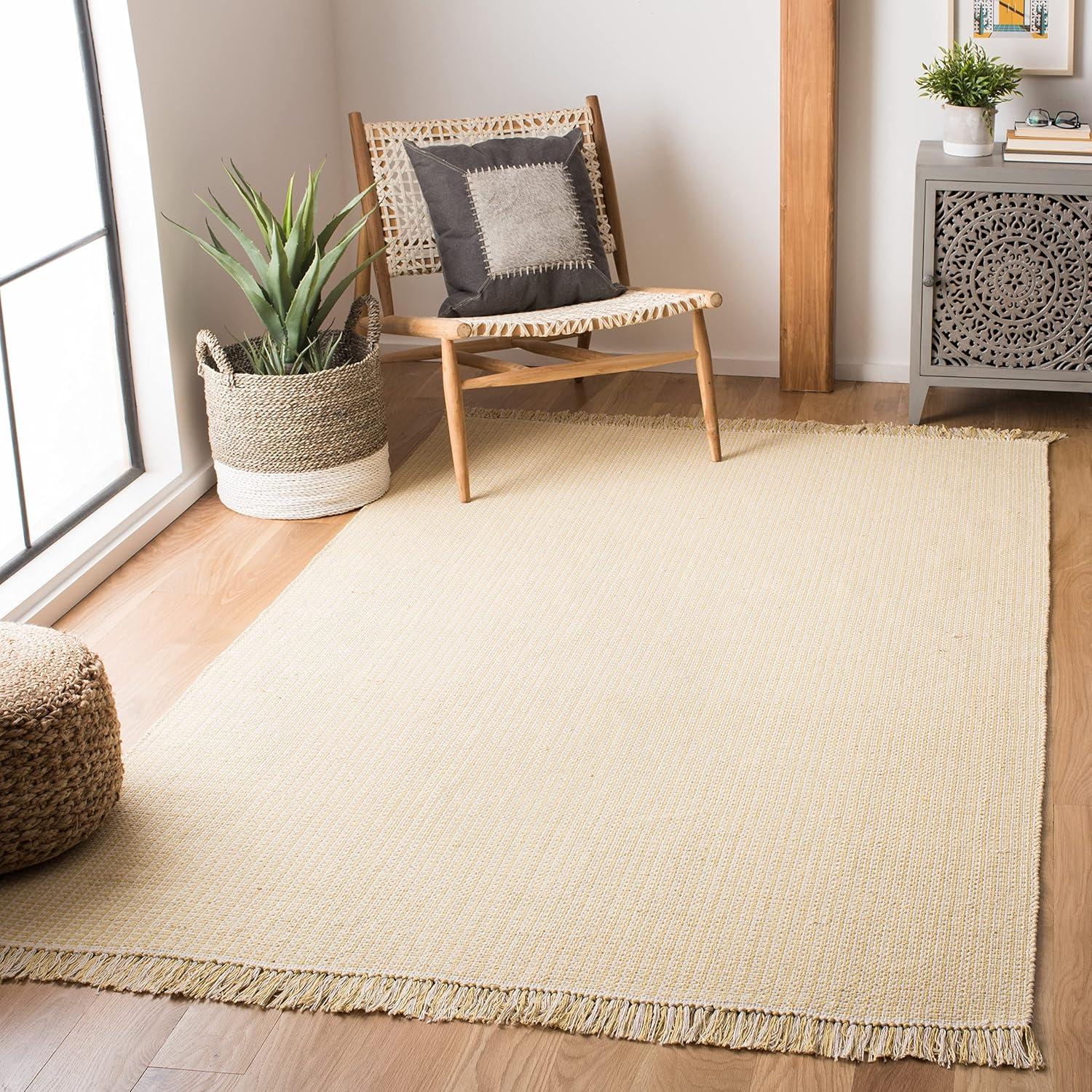 SAFAVIEH Montauk Patton Geometric Cotton Area Rug, Ivory/Black, 9' x 12'