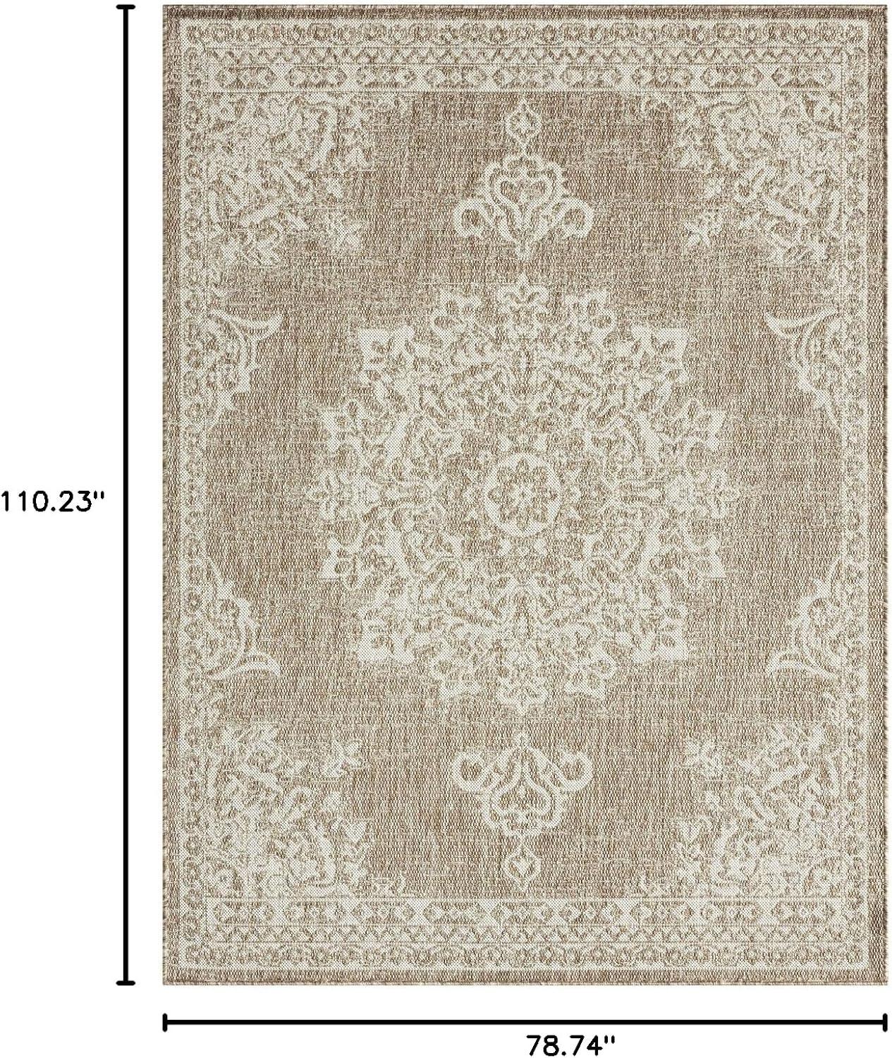 Nicole Miller New York Patio Country Azalea Medallion Indoor/Outdoor Area Rug, Taupe/Ivory