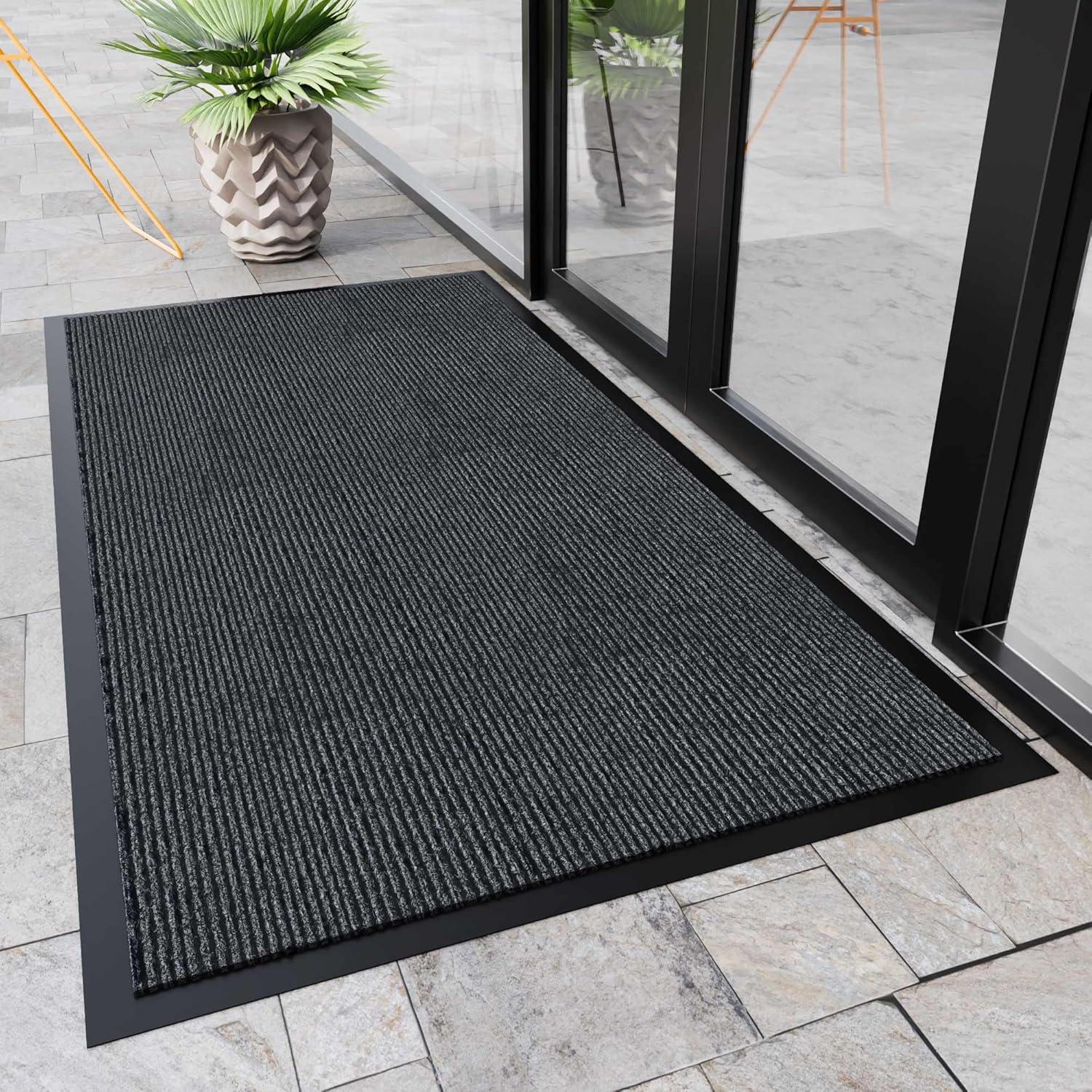 Indoor Outdoor Door Mat, 4’ x 2' Doormat for Entryway, Rubber Backing Non Slip Front Door Mat Outside Entrance, Super Absorbent Commercial Floor Mat for Home Office