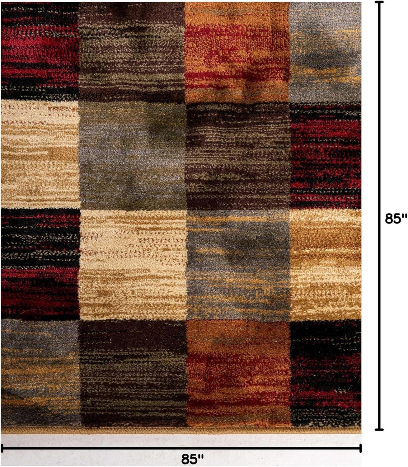 Unique Loom Barista Collection Area Rug - Gava (7' 1" Square Multi/Brown)