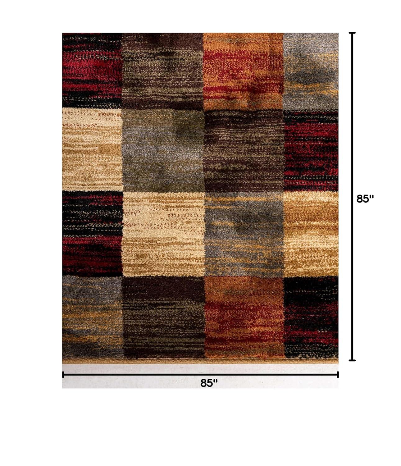 Unique Loom Barista Collection Area Rug - Gava (7' 1" Square Multi/Brown)