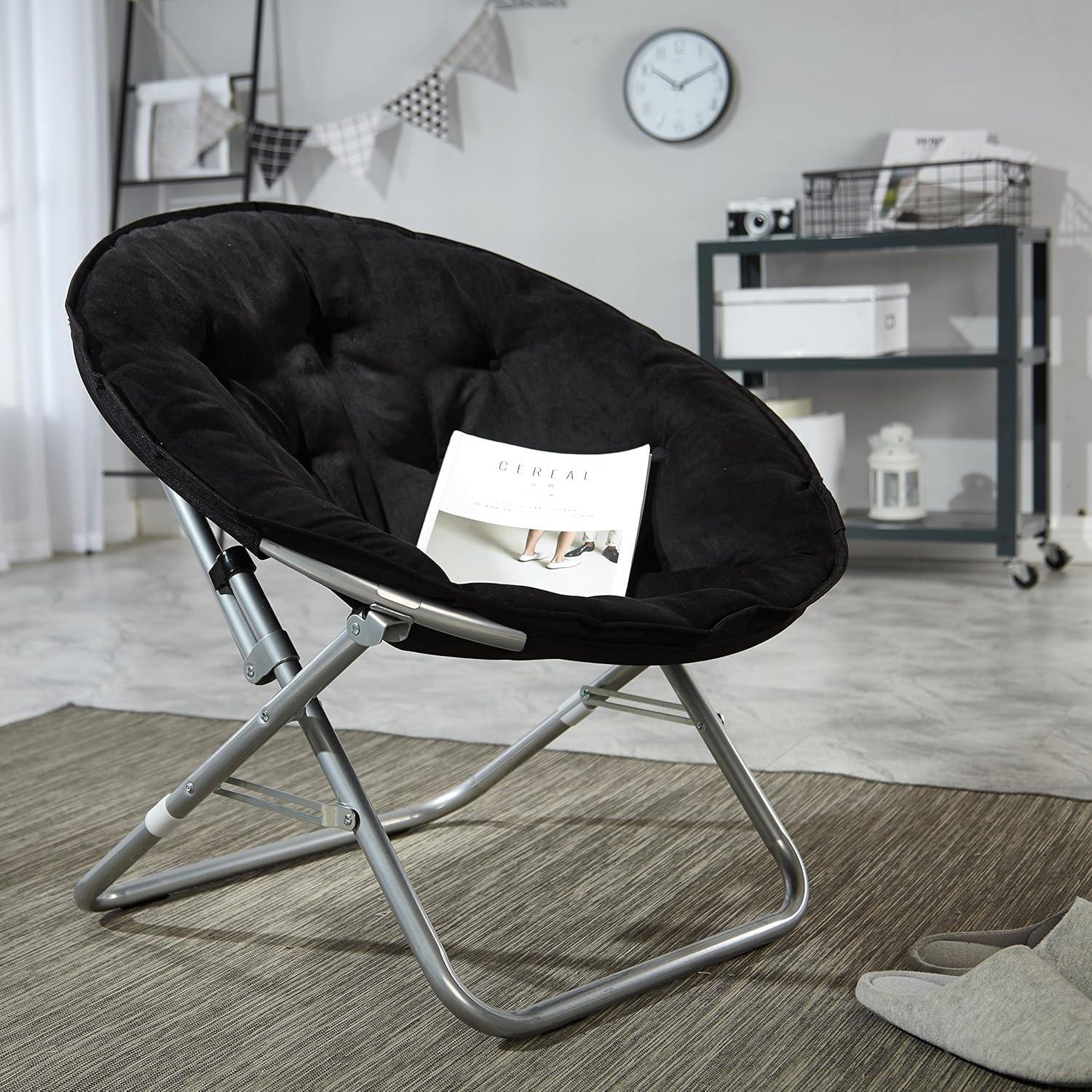 Mainstays Large Super Soft Microsuede 30" Adult Saucer Chair, Black