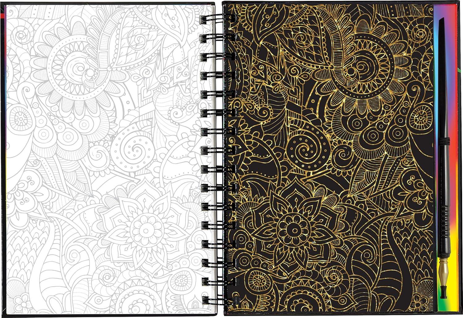 Peter Pauper Press Scratch & Sketch Extreme Mandalas, Ages 8+, Spiral-Bound, 20 Pages, with Stylus