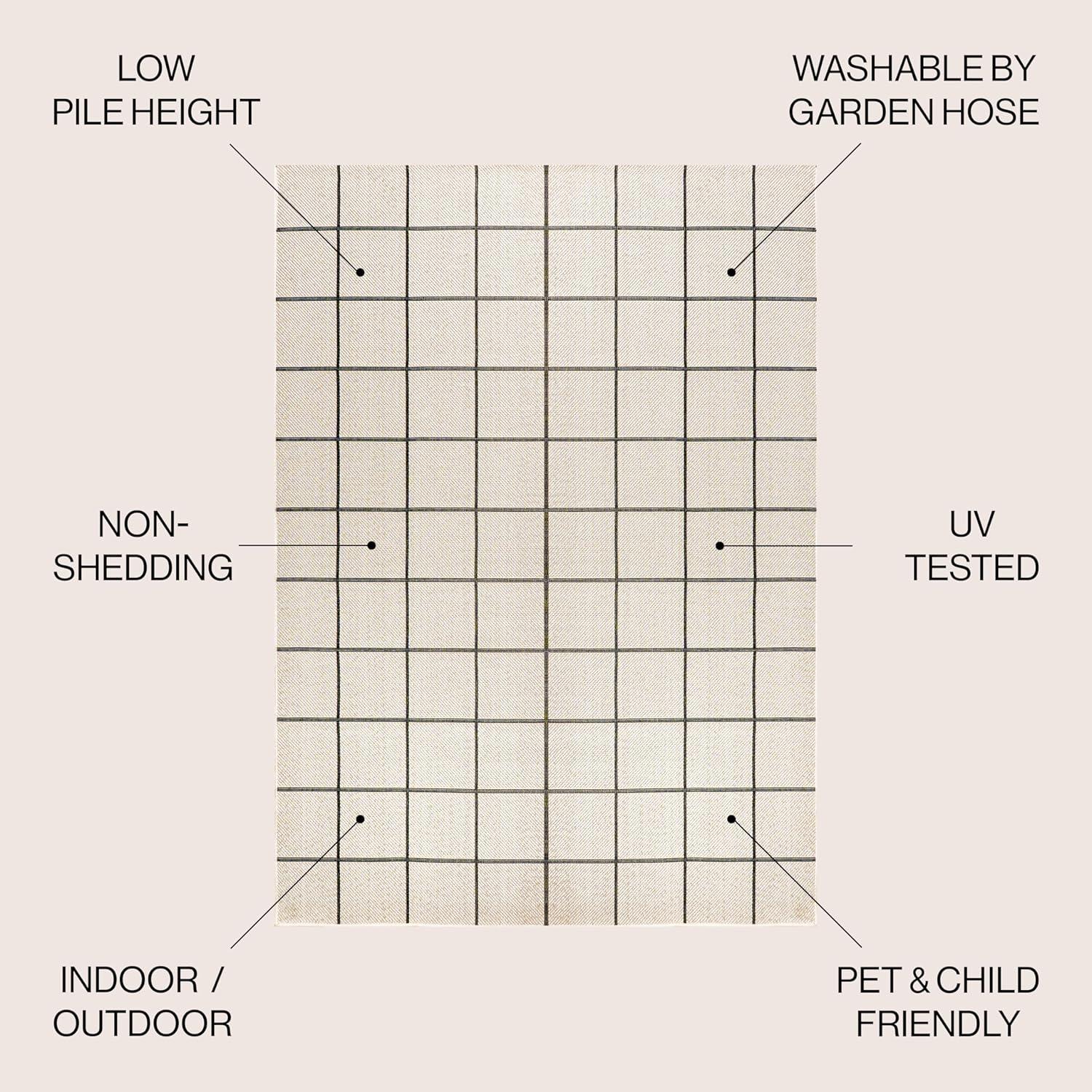 Grid Modern Squares Indoor/Outdoor Area Rug - JONATHAN Y