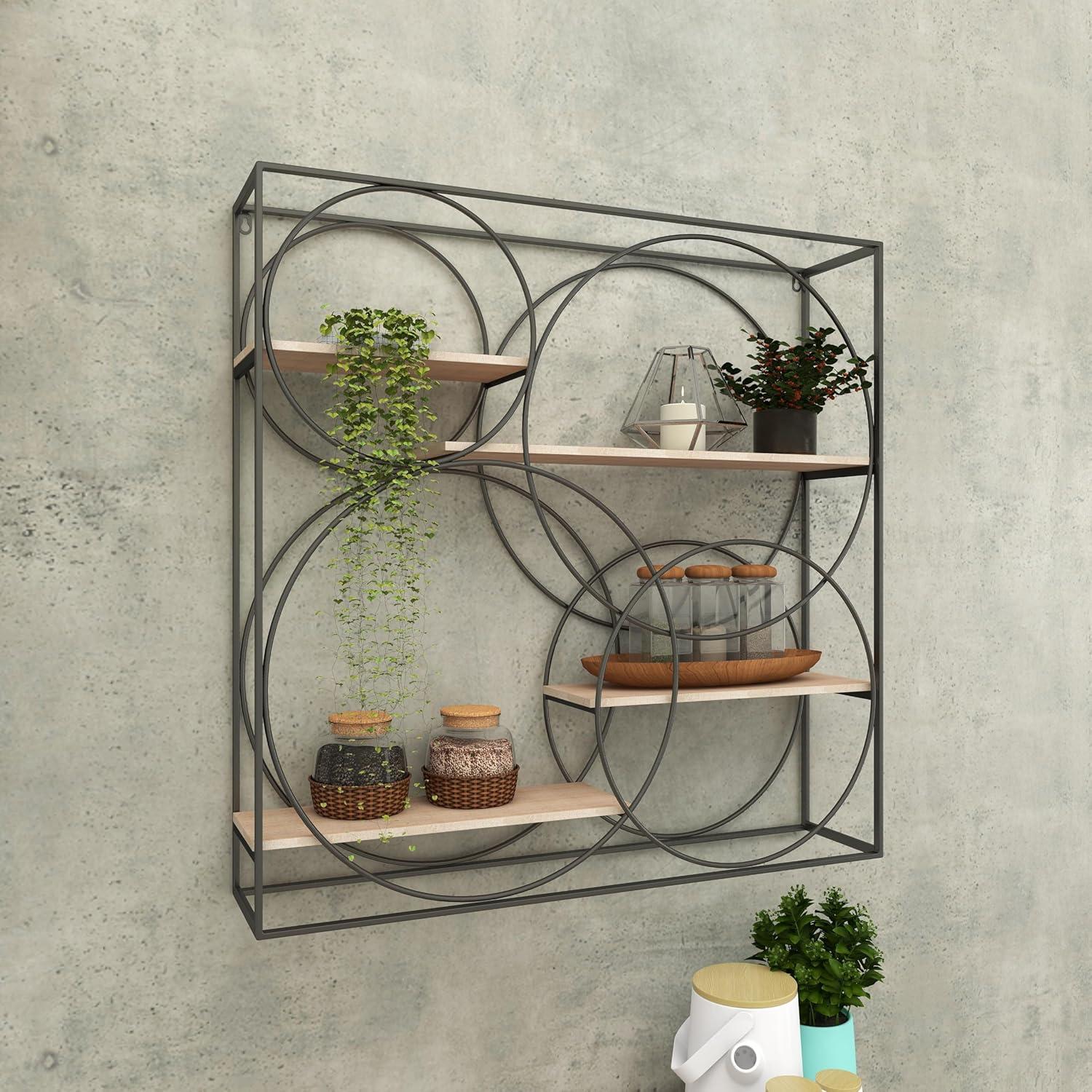 DecMode 32" x 7" 4-Tier Gray Wall Shelf