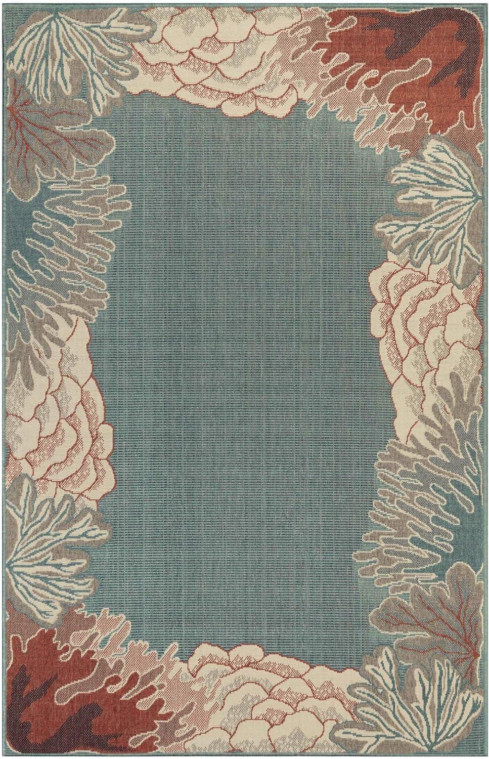 Coastal Breeze Blue Coral Reef Indoor/Outdoor Rug