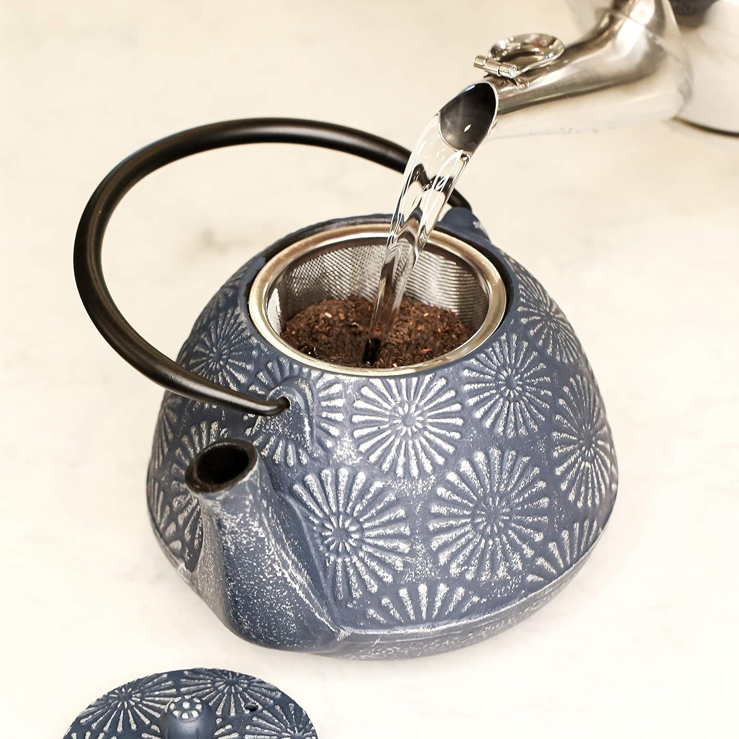 Frieling "Hani", Cast Iron Teapot, 40 fl. oz. , Blue/Silver