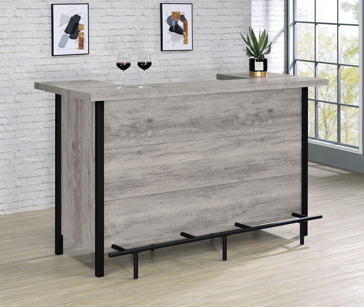 Coaster Farmhouse Wood Storage Bar Unit with Metal Frame in Gray