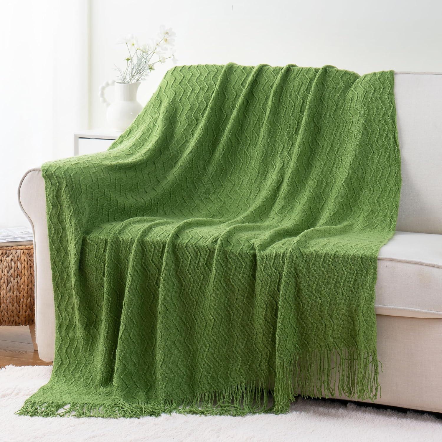 Battilo Home Throw Blanket for Couch, Textured Soft Throw Blankets, Decorative Knitted Blanket for Home Living Room Decor, 50"x60"