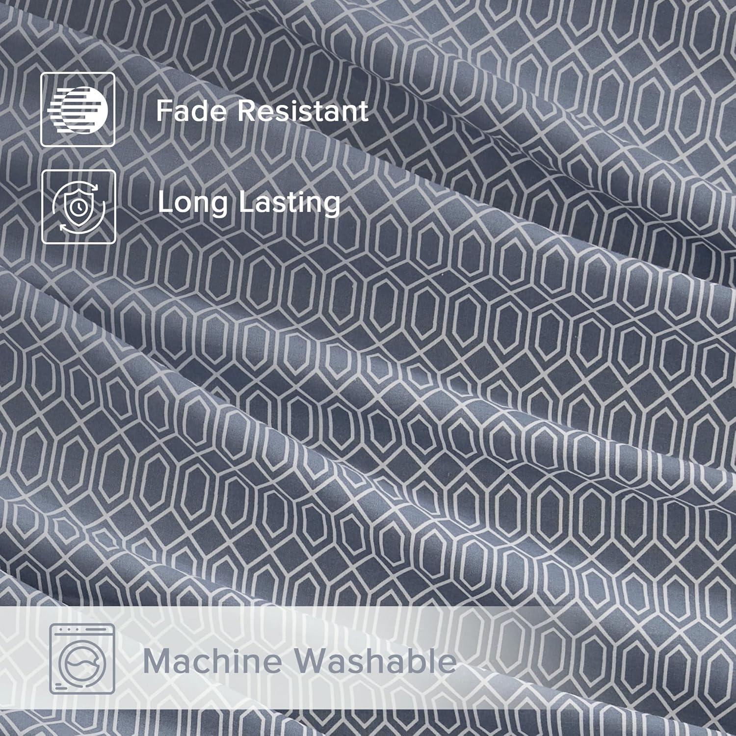 Comfort Spaces Diamond 100% Cotton Printed Sheet Set, Twin, Blue