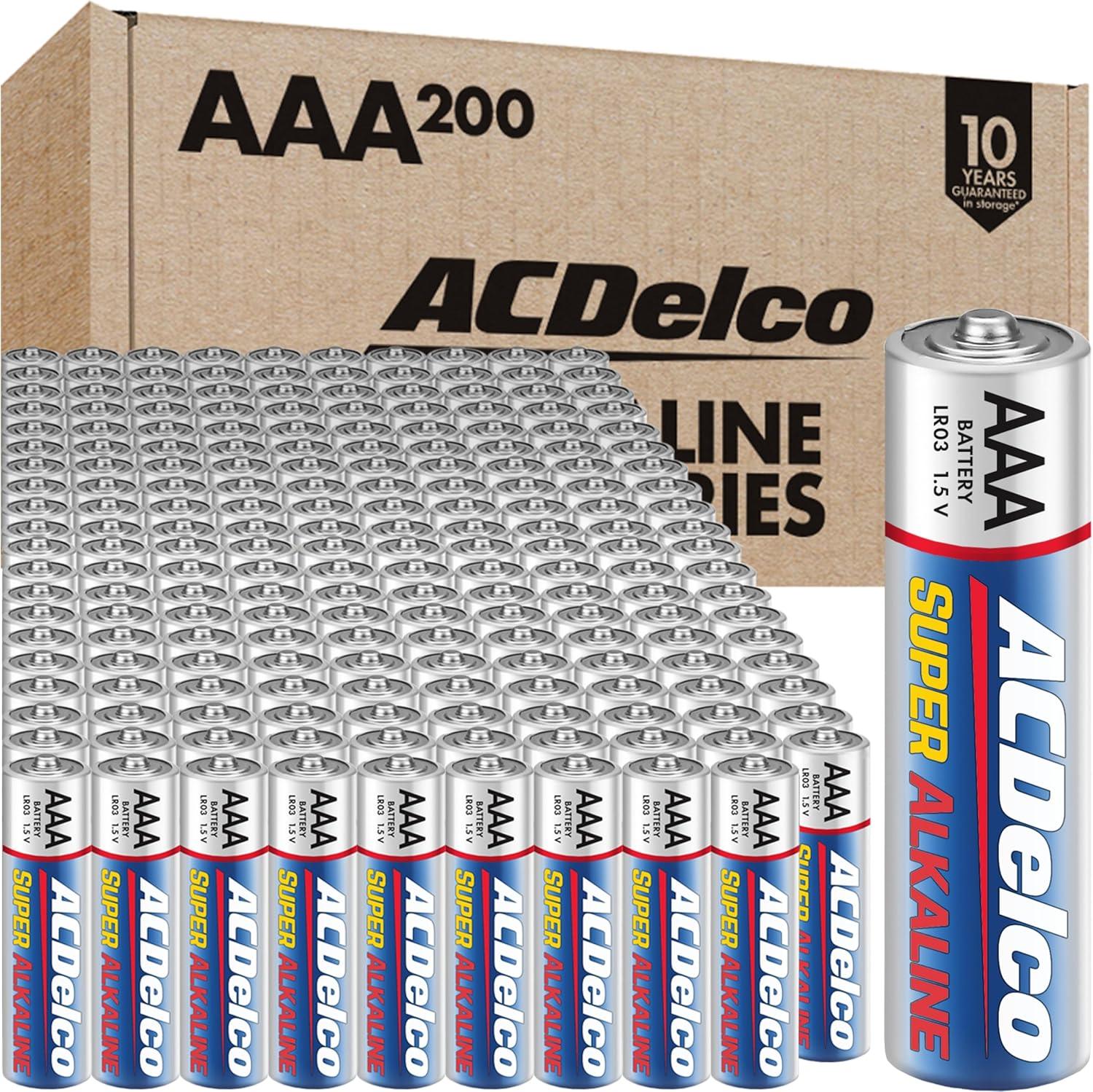 ACDelco AAA Super Alkaline Batteries, 200 Count, 10-Year Shelf Life