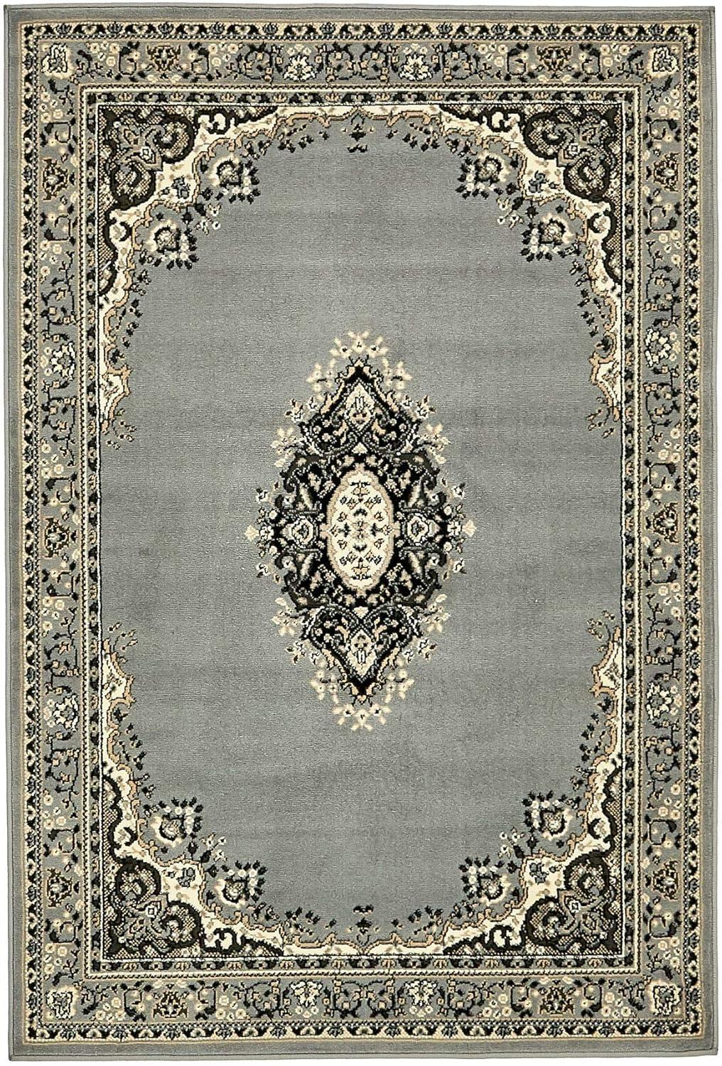 Amaya Gray Medallion 4' x 6' Easy-Care Synthetic Rug