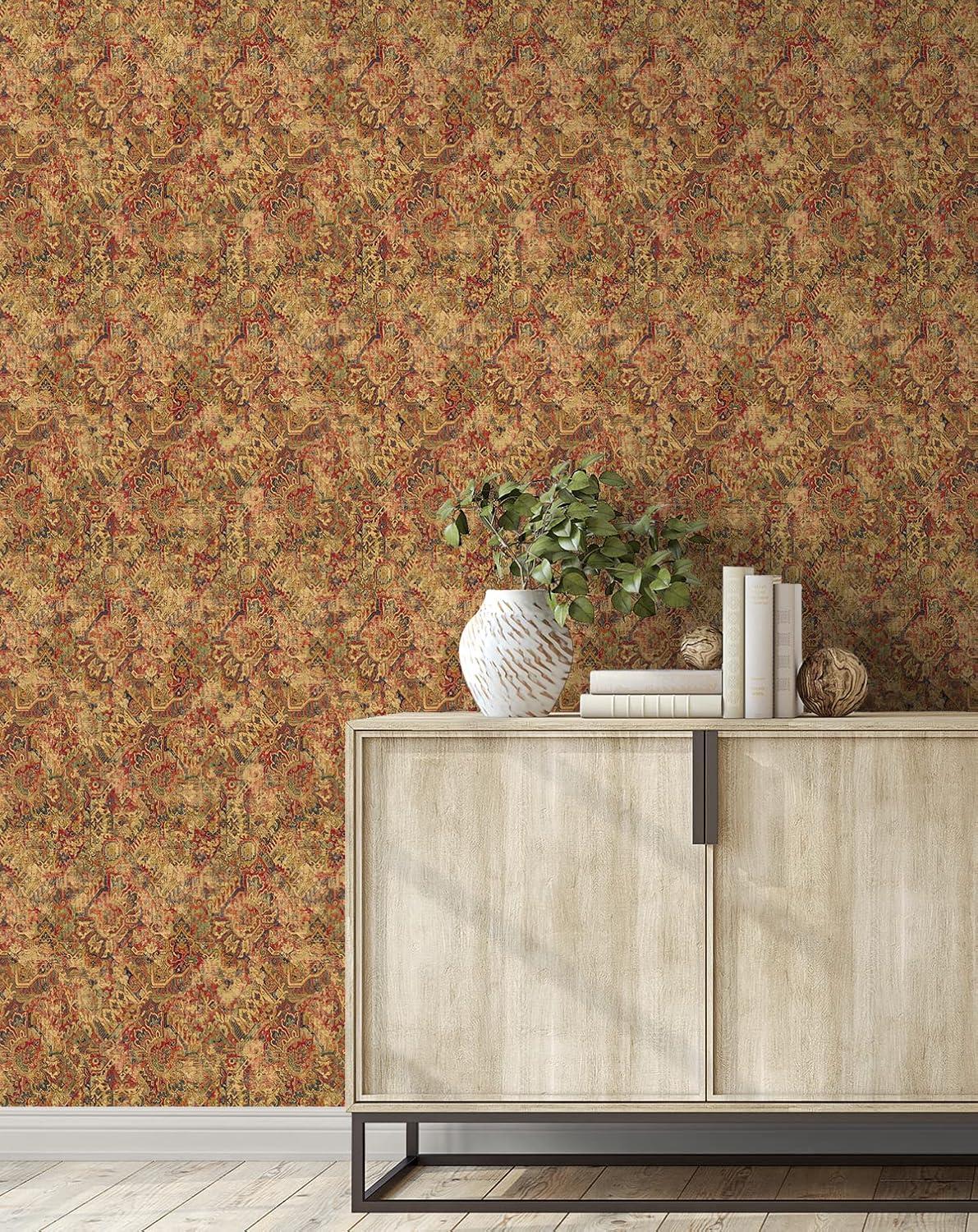 Surface Style - Peel and Stick Wallpaper, Abstract Wallpaper for Bedroom, Powder Room, Kitchen, Vinyl, 30.75 Sq Ft Coverage (Cumbrae Collection, Ruby)