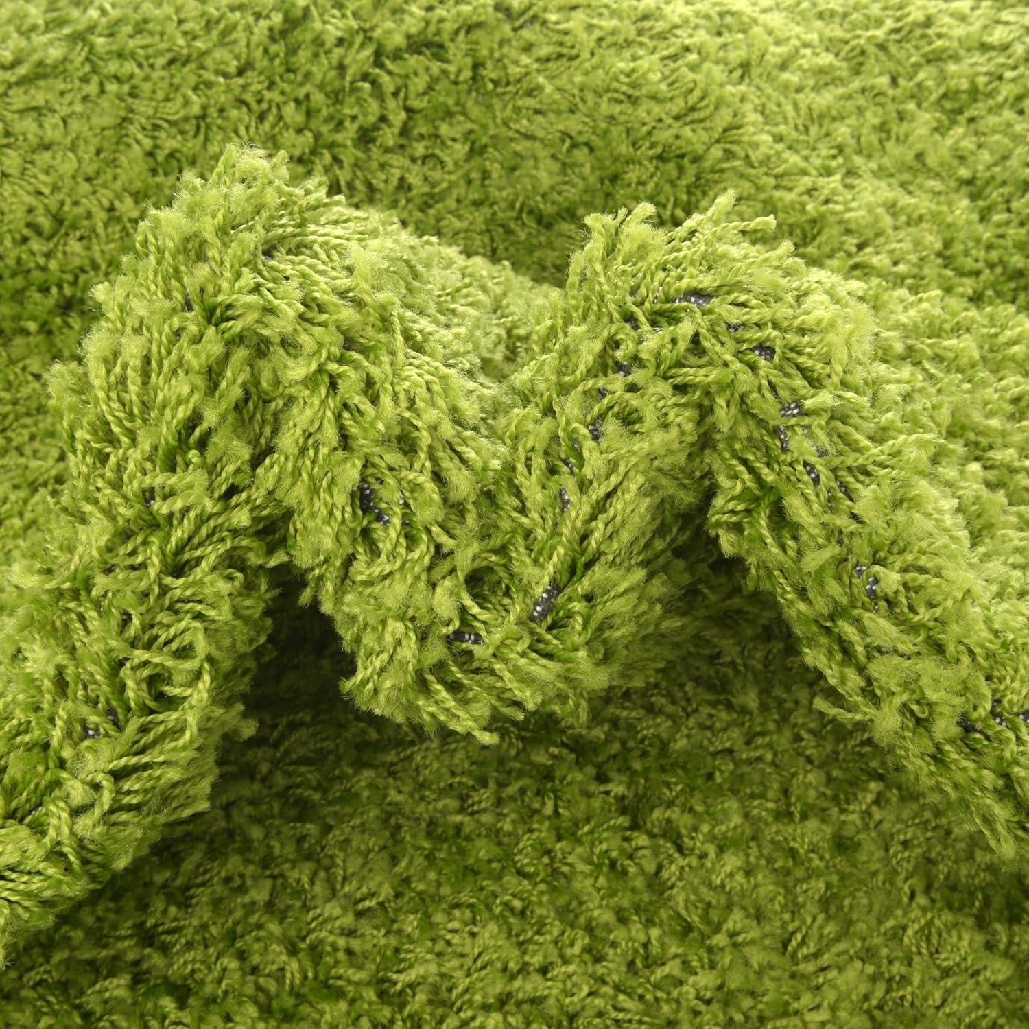 Rugs.com Solid Shag Collection Rug – 5' x 8' Grass Green Shag Rug Perfect For Bedrooms, Dining Rooms, Living Rooms