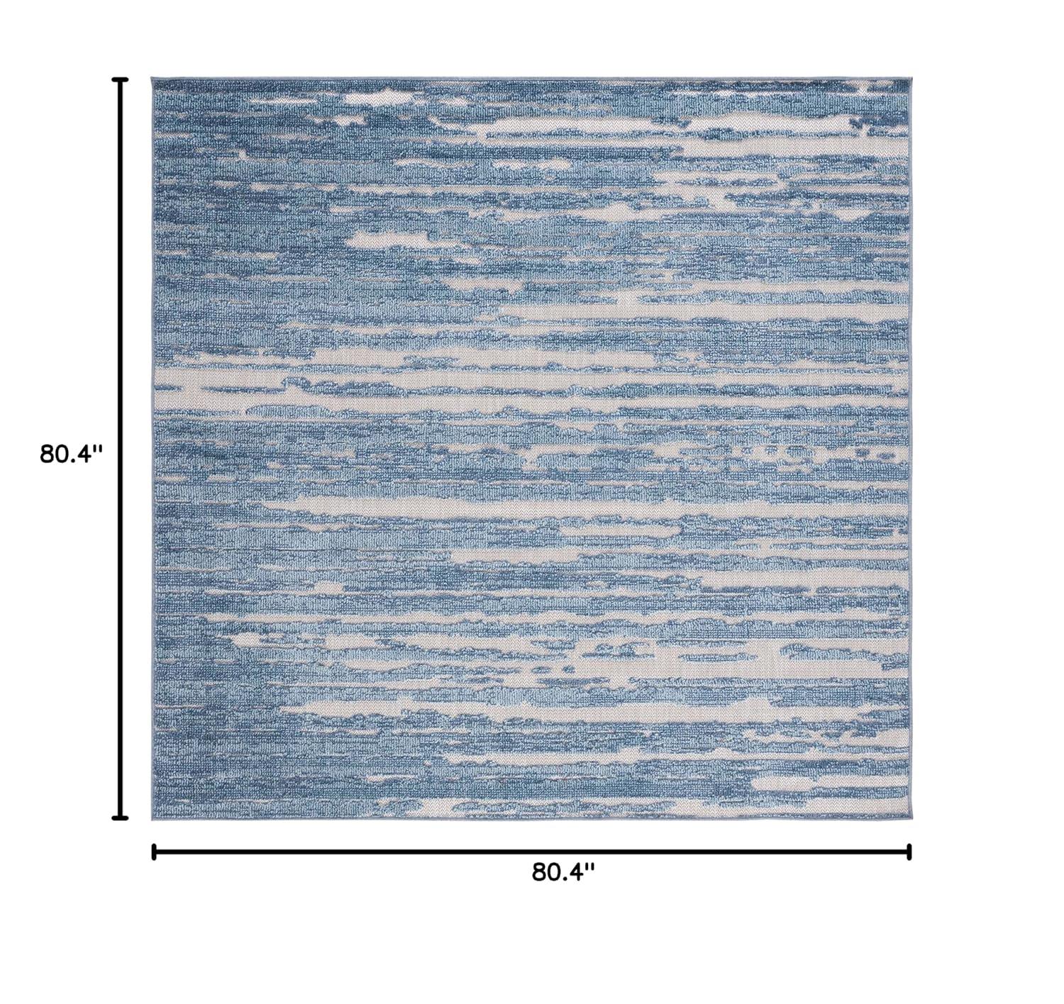 Cabana CBN506 Power Loomed Indoor/Outdoor Area Rug - Blue/Beige - 6'7"x6'7" - Safavieh.