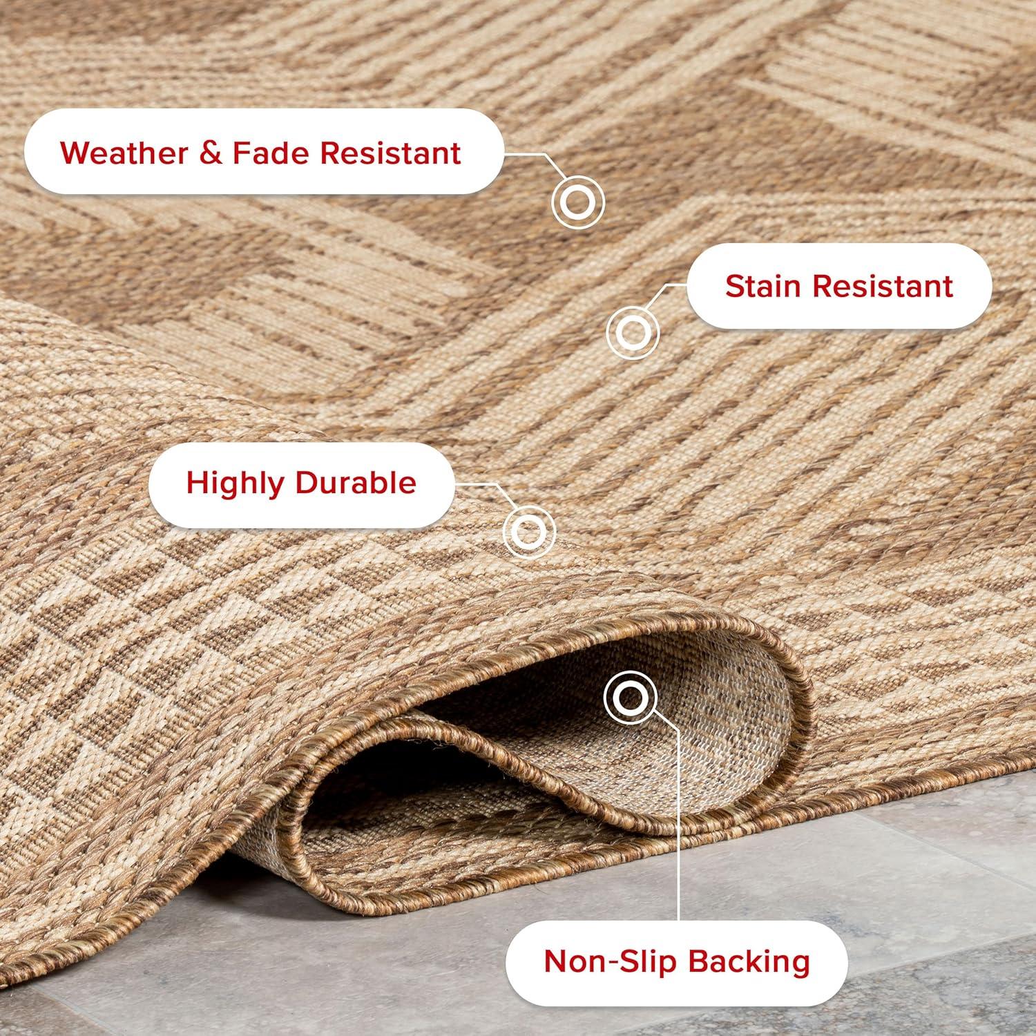nuLOOM 10' x 12' Outdoor Geometric Area Rug, Stain Resistant, Weather Resistant, High Traffic, Patio, Balcony, Outside, Ranya Light Brown